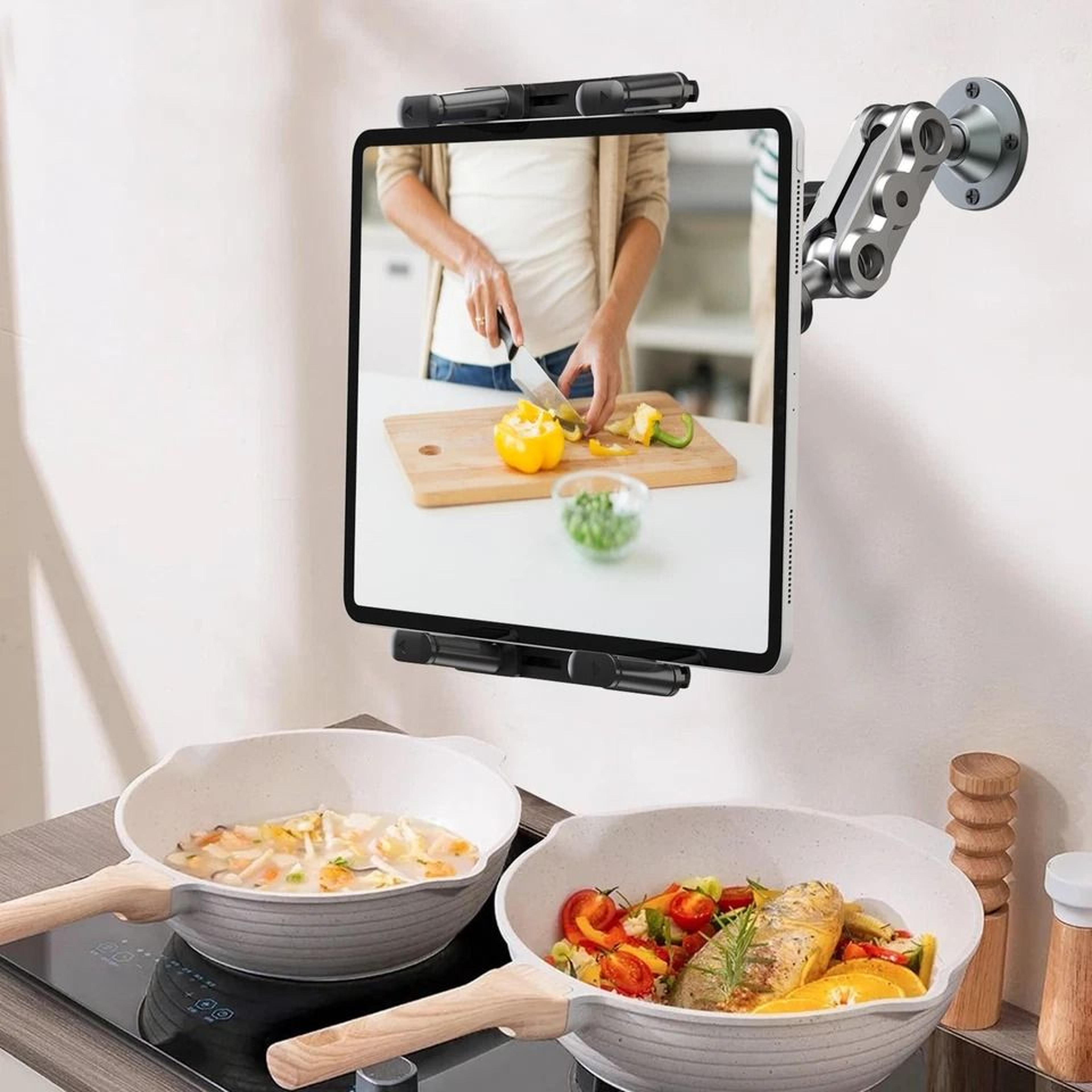 heavy-duty tablet holder for car,adjustable arm, metal drill base, compatible with ipad, samsung, smartphones