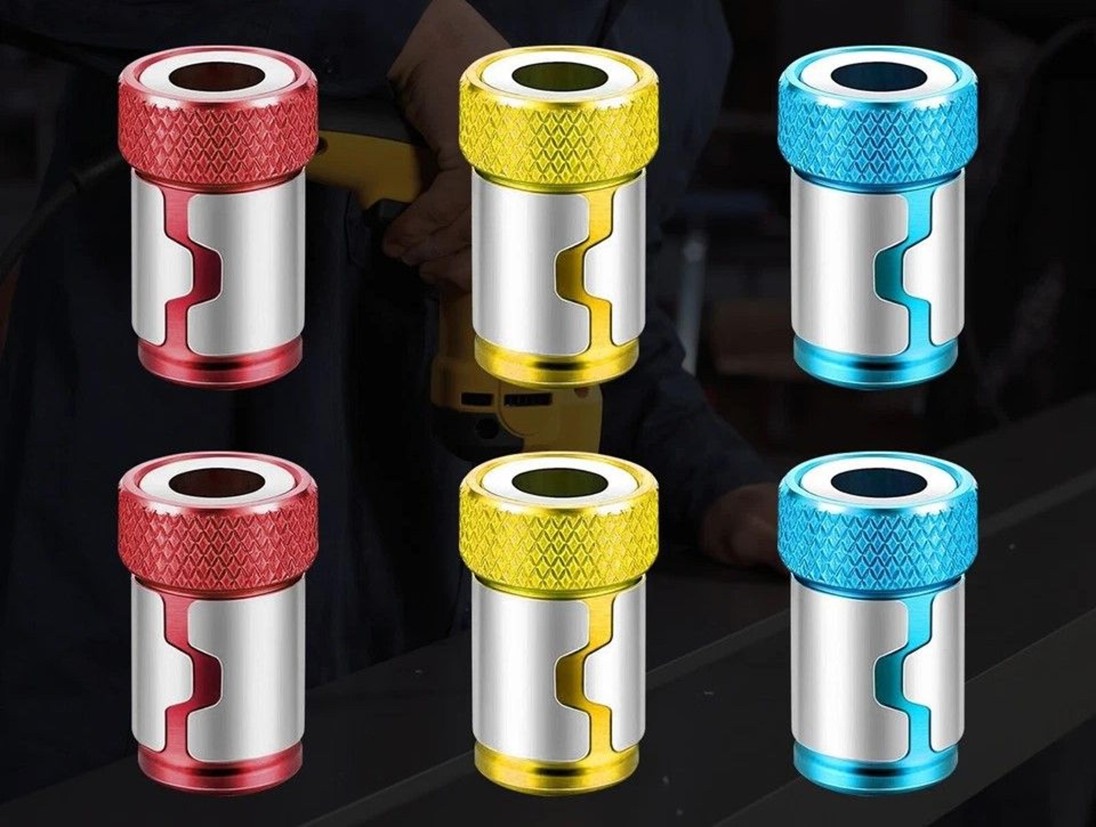 magnetic screw ring set for hex shank, durable screwdriver power bits, aluminum alloy, no-slip work solution