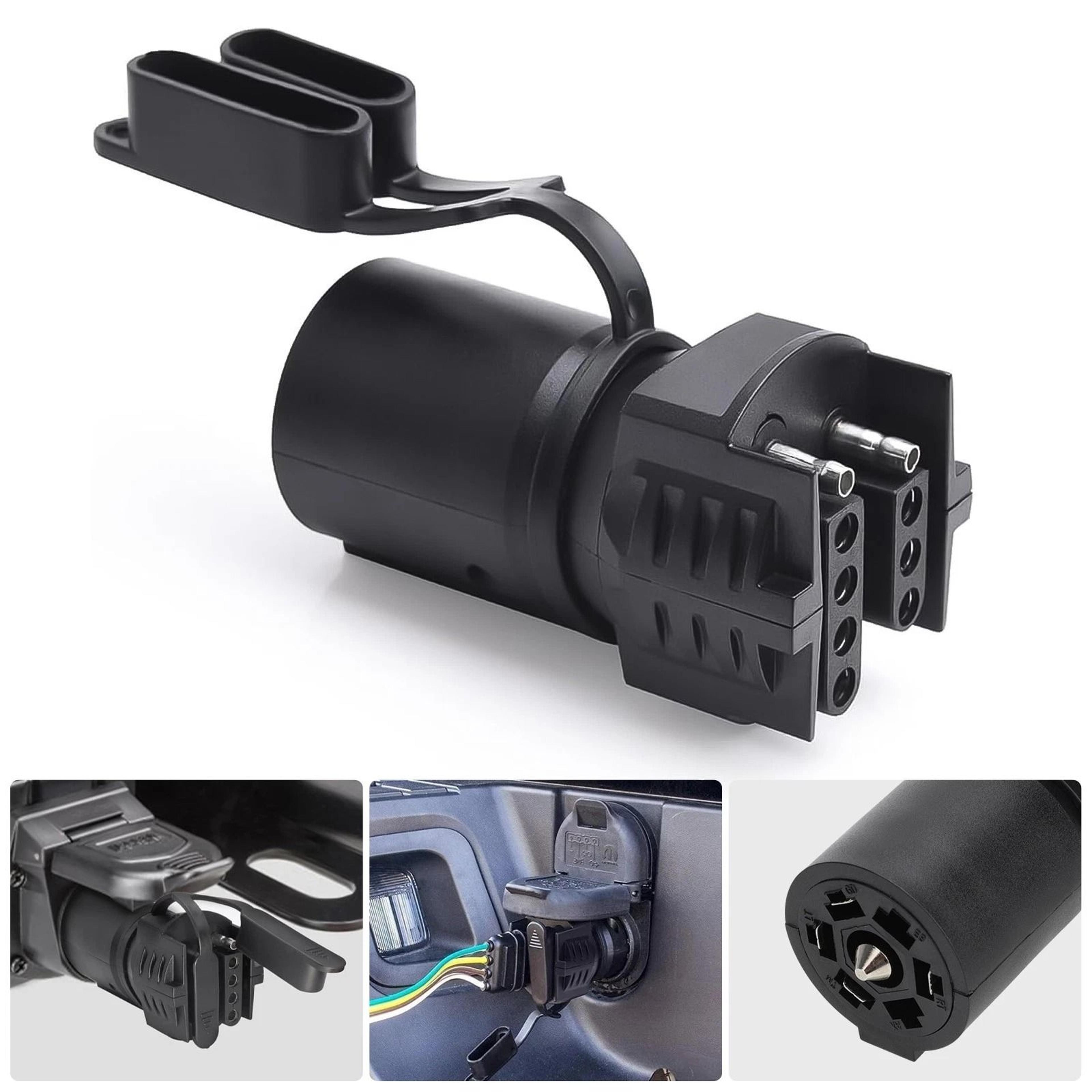 round to pin flat trailer adapter, durable plug for truck wiring, boat trailers & rv tow lights