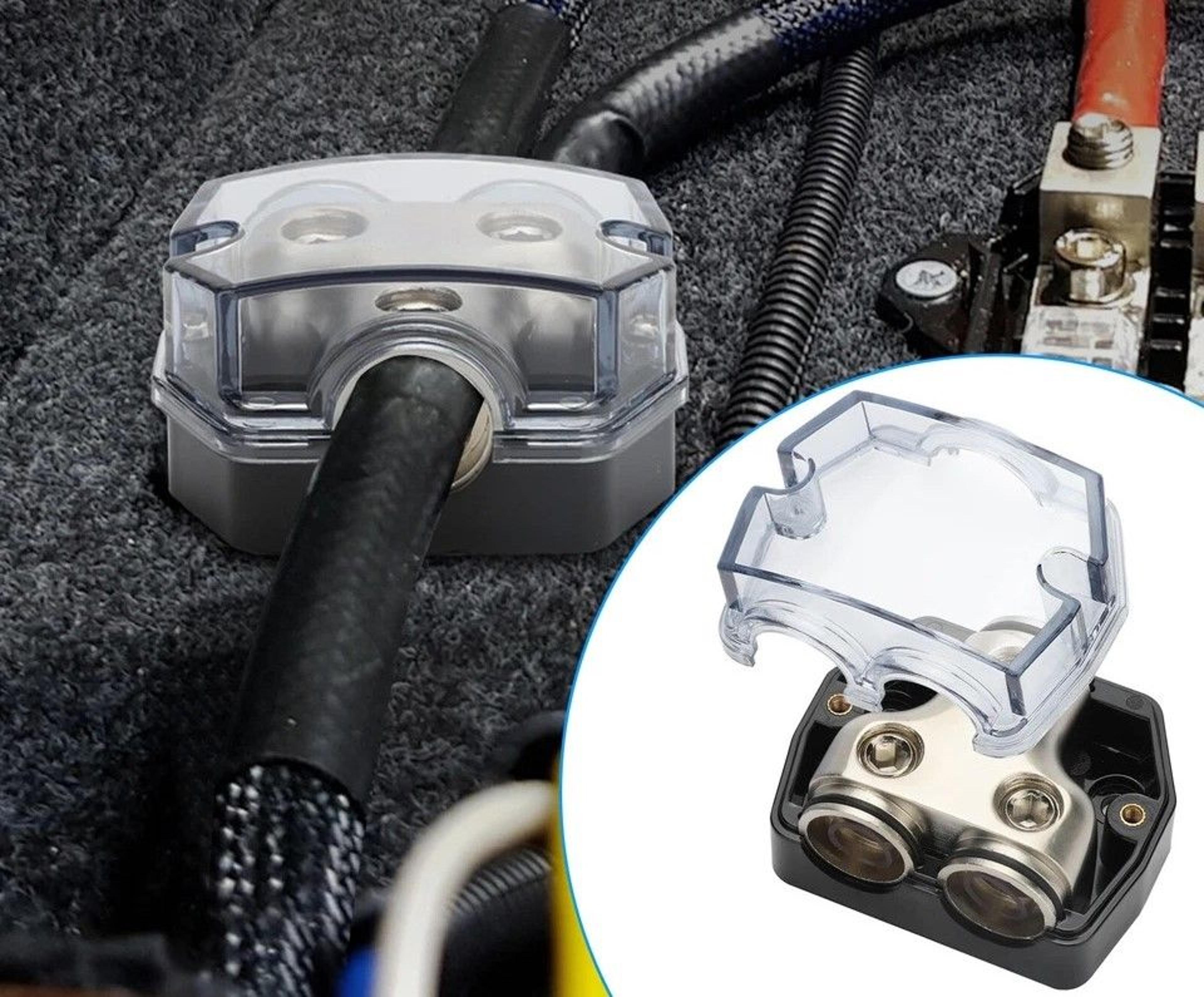 block for car audio, gauge in & out, power, ground distributor for car amplifiers
