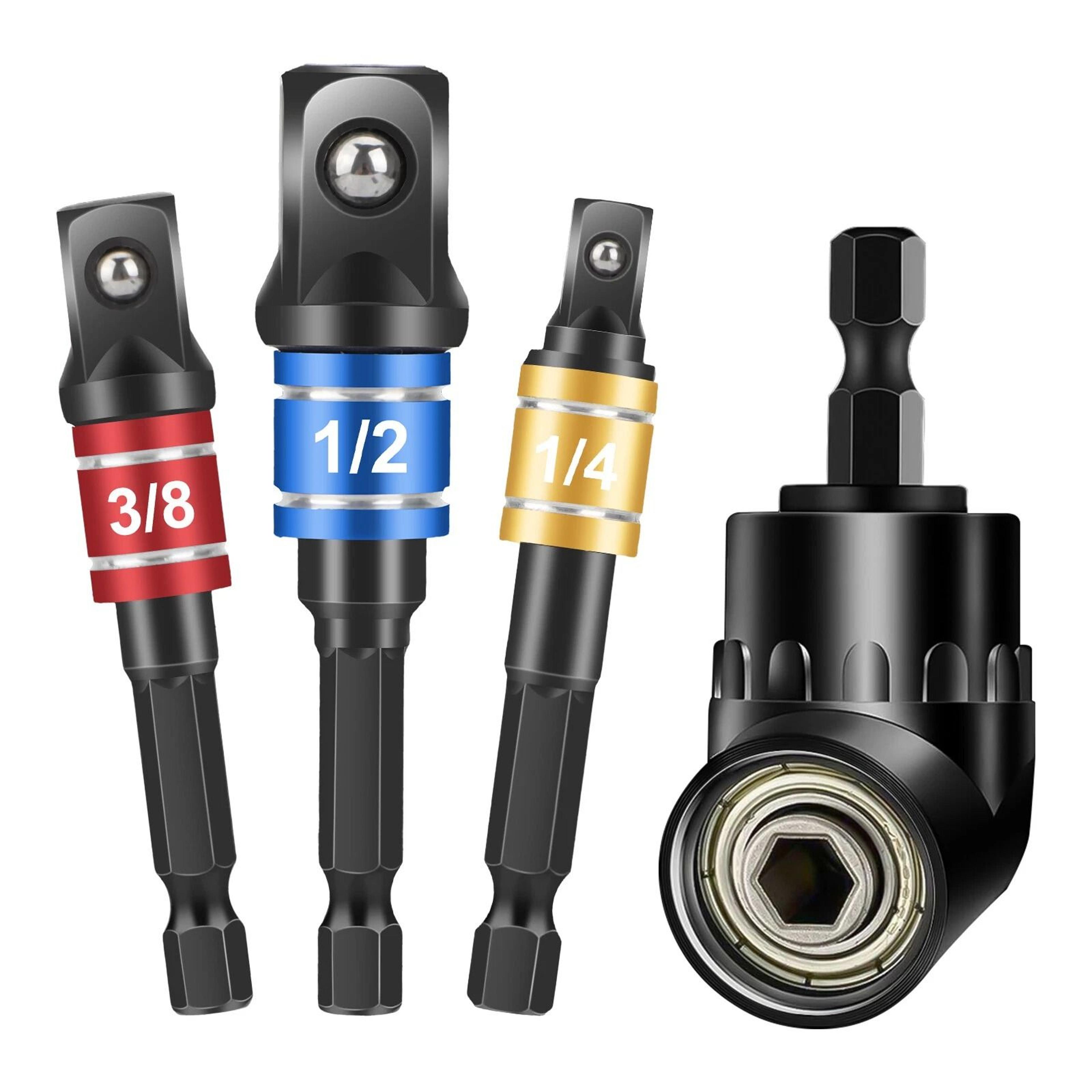 impact grade power tool adapter degree right angle driver, hex shank drill nut driver