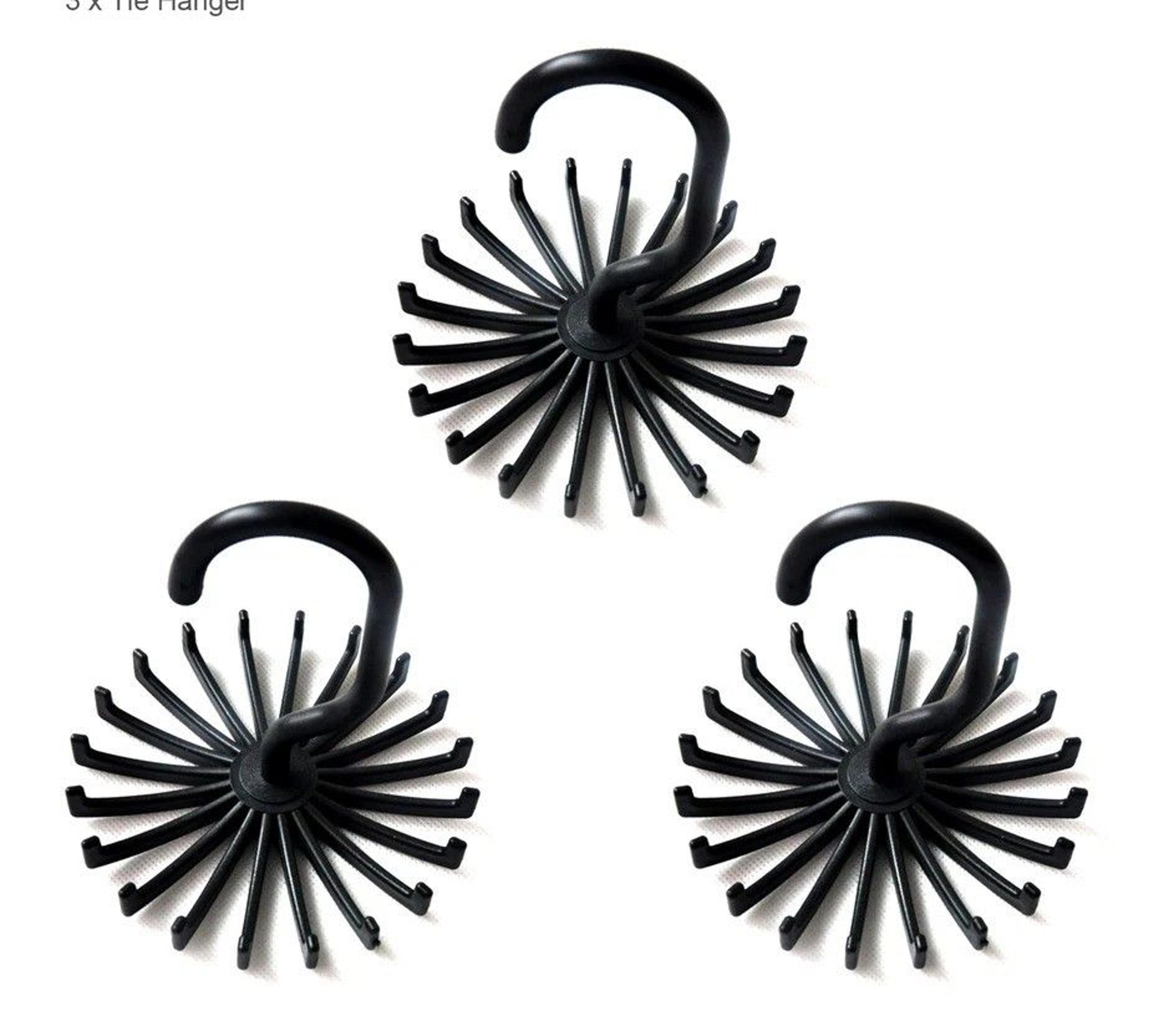 rotatable tie rack hanger,hooks organizer, scarf, belt & necktie storage holder