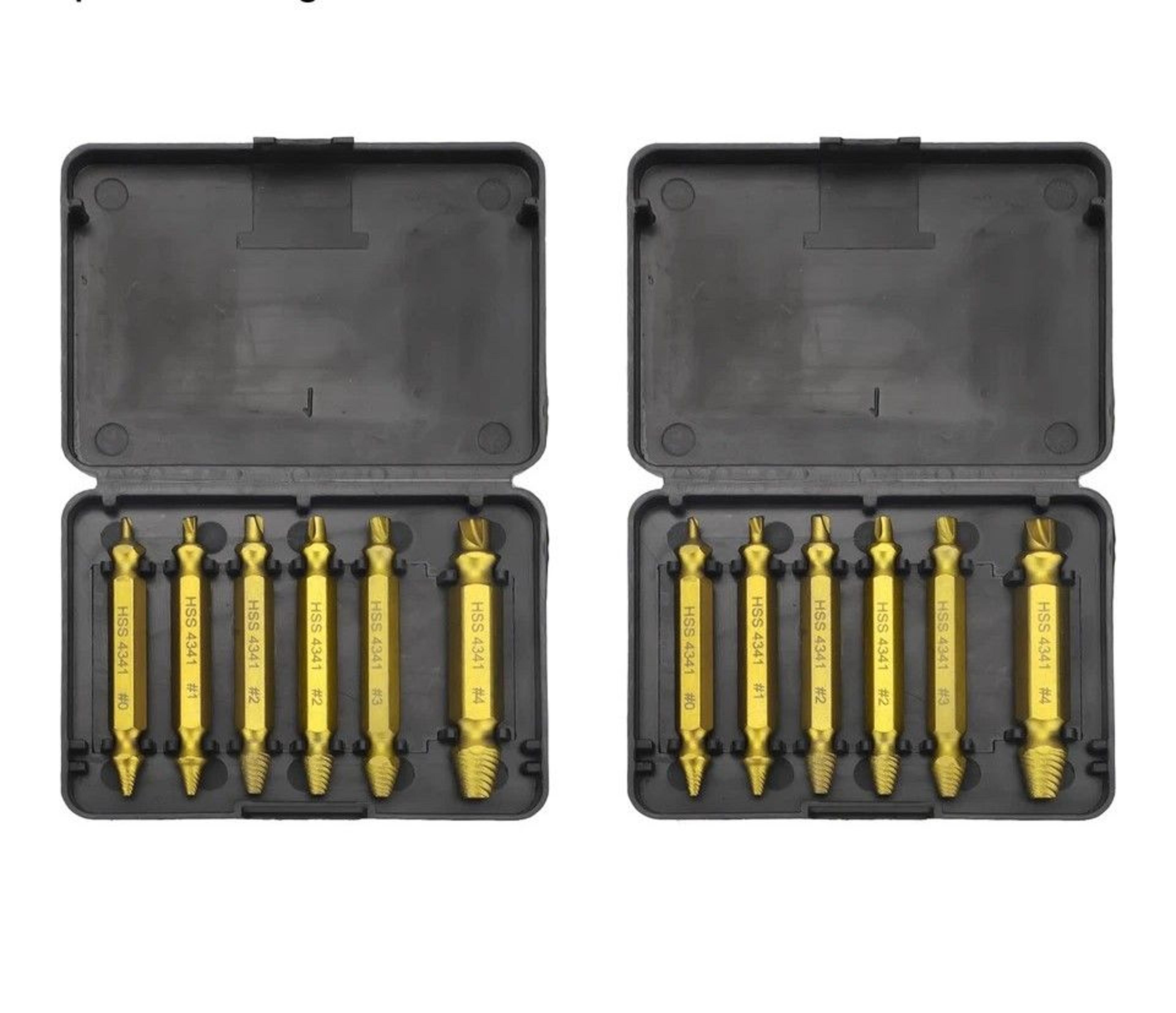 damaged screw extractor , broken bolt remover kit, speed out tool for stripped, rusted, painted screws