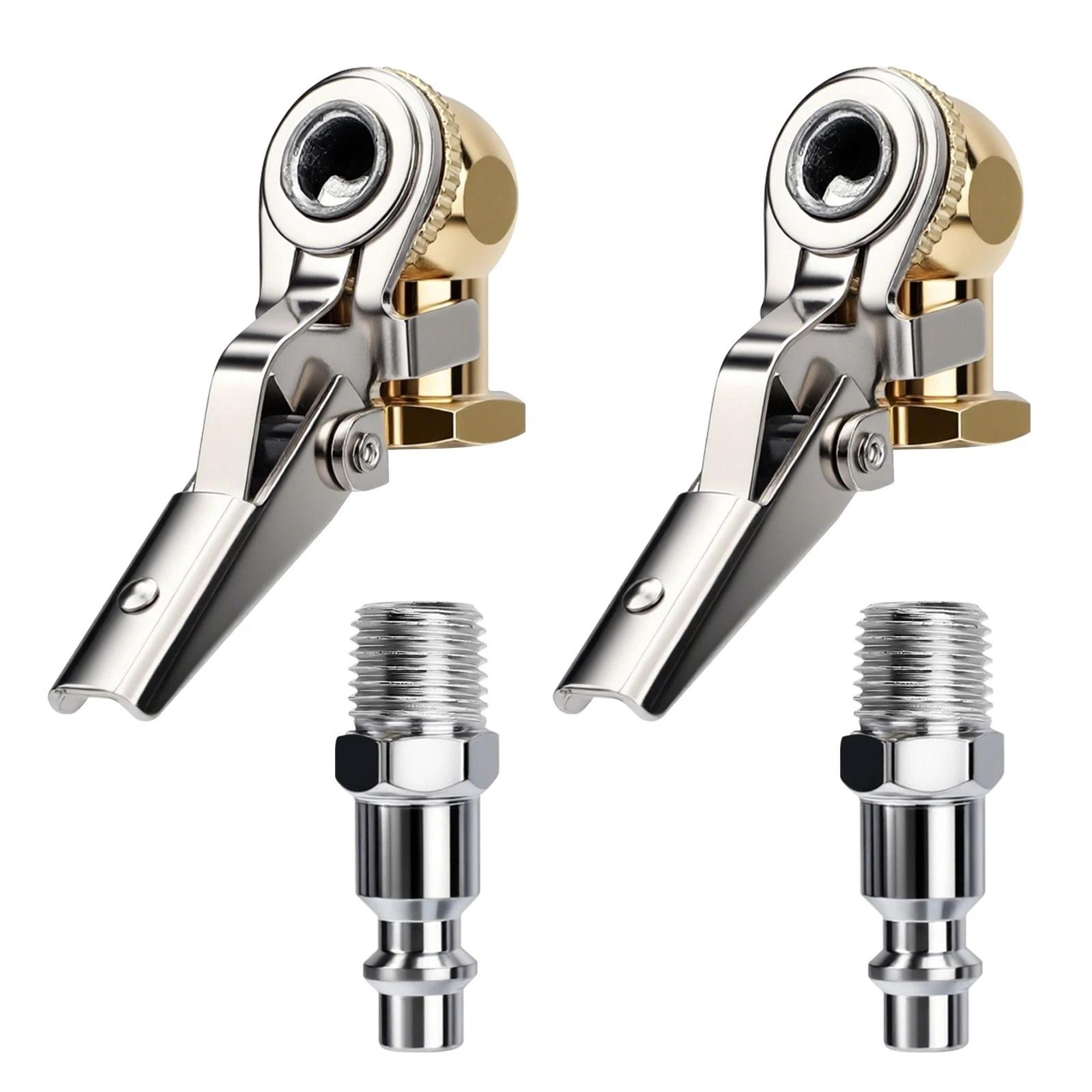 brass air chuck with lock-on clip, fnpt quick connect for tire inflation, up to psi
