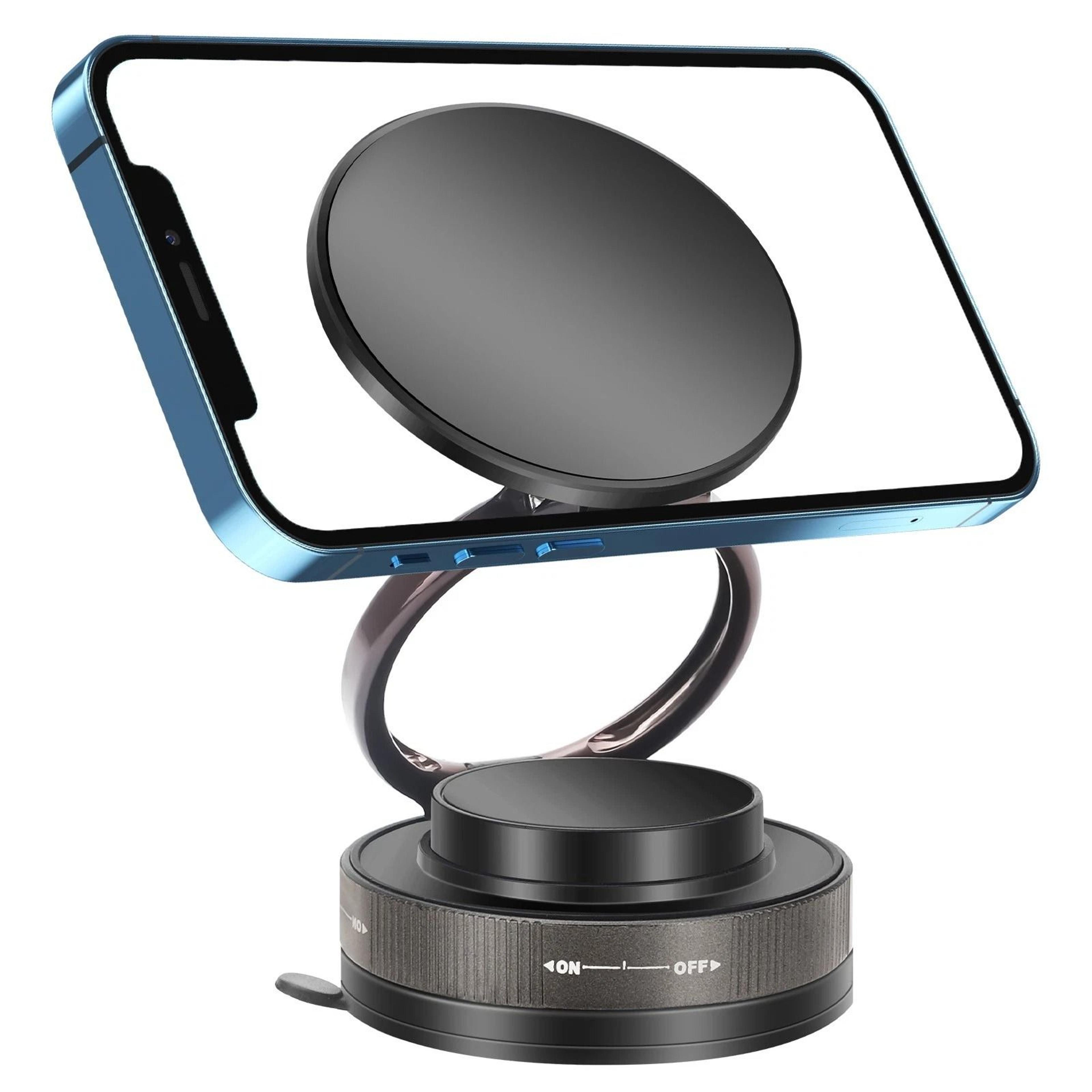 vacuum magnetic phone holder stand, foldable car suction cup mount, adjustable magnetic phone mount