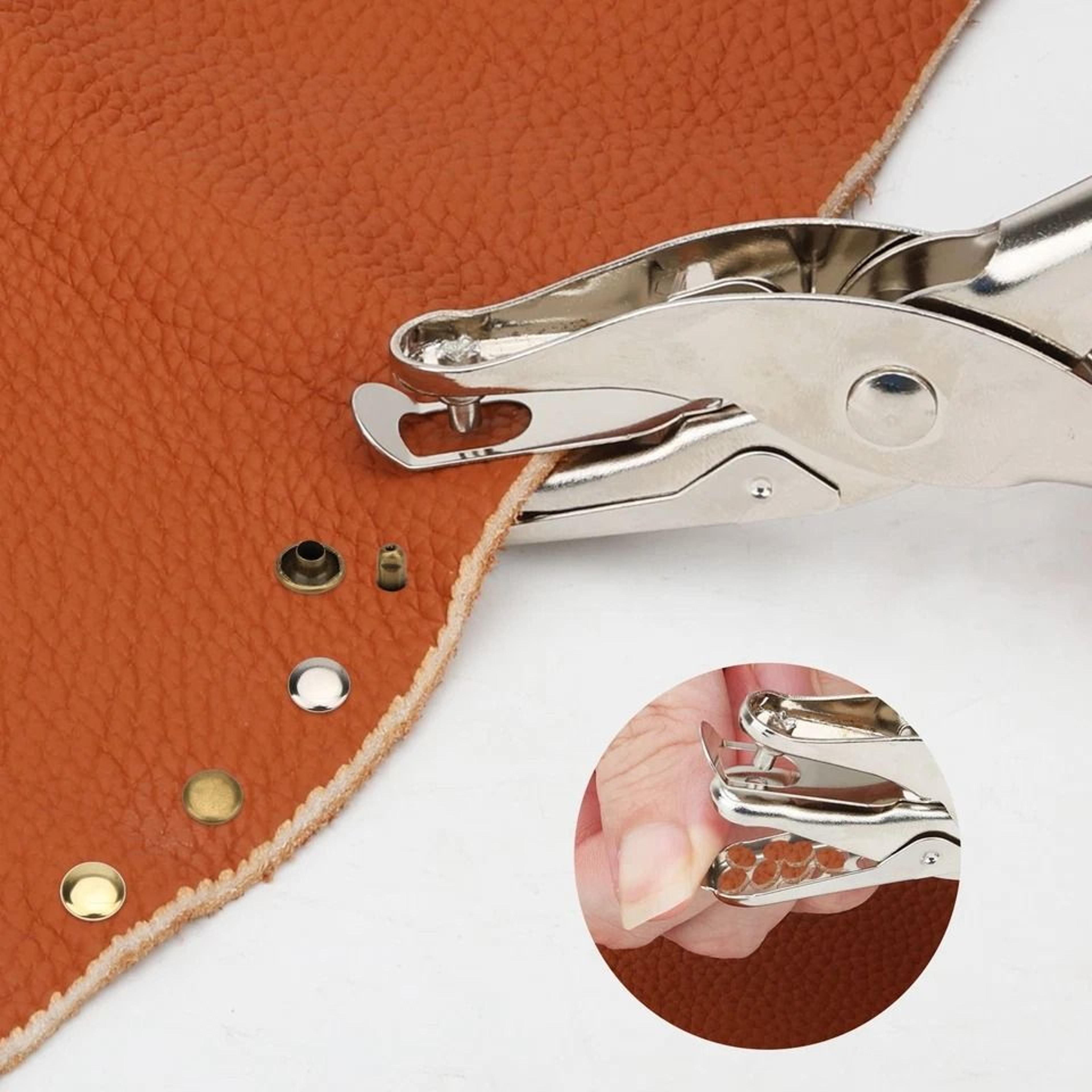 diy leather craft rivet set, double-sided metal rivets kit with punch pliers for fabric bags belts