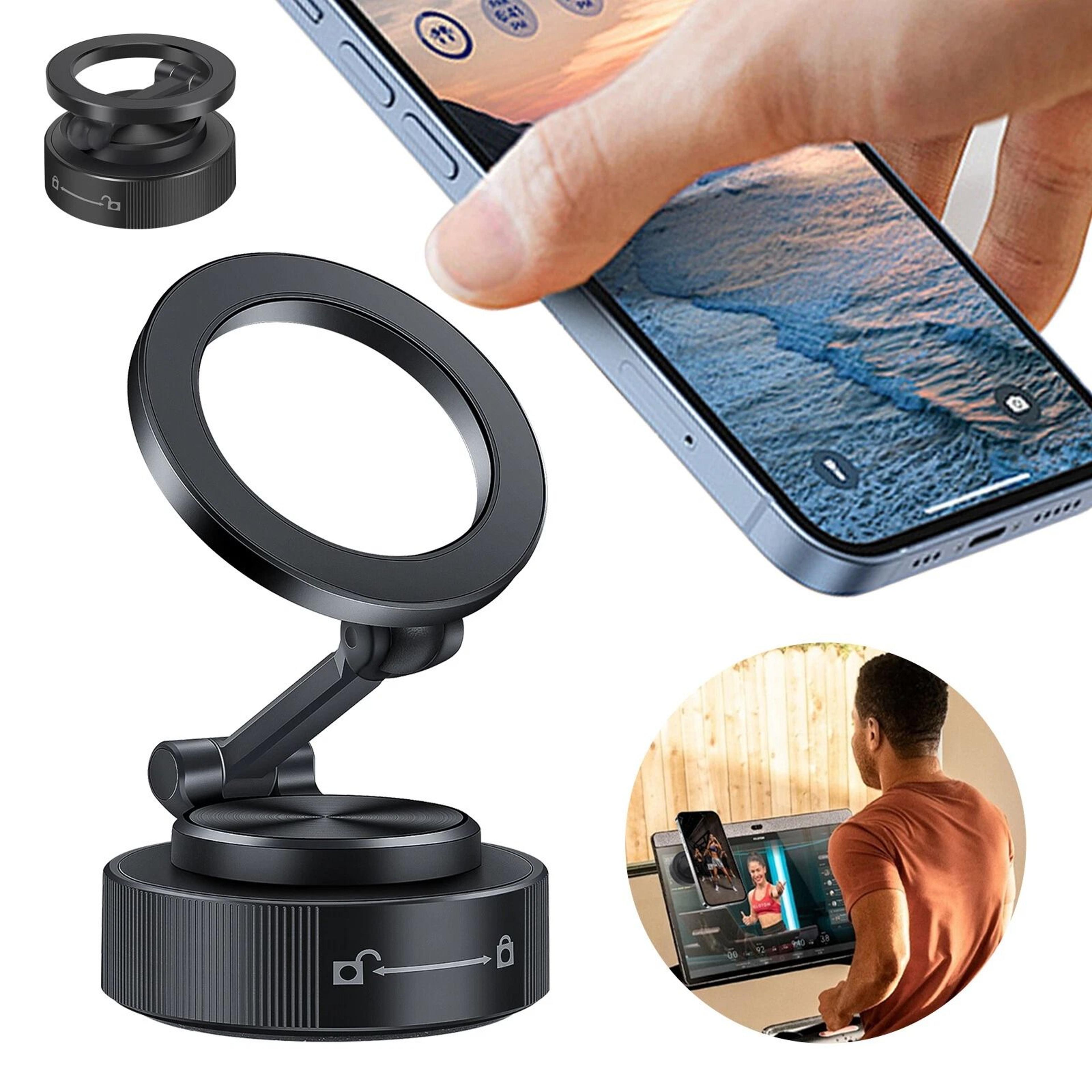 foldable vacuum magnetic car phone holder suction cup mount magsafe stand strong hold