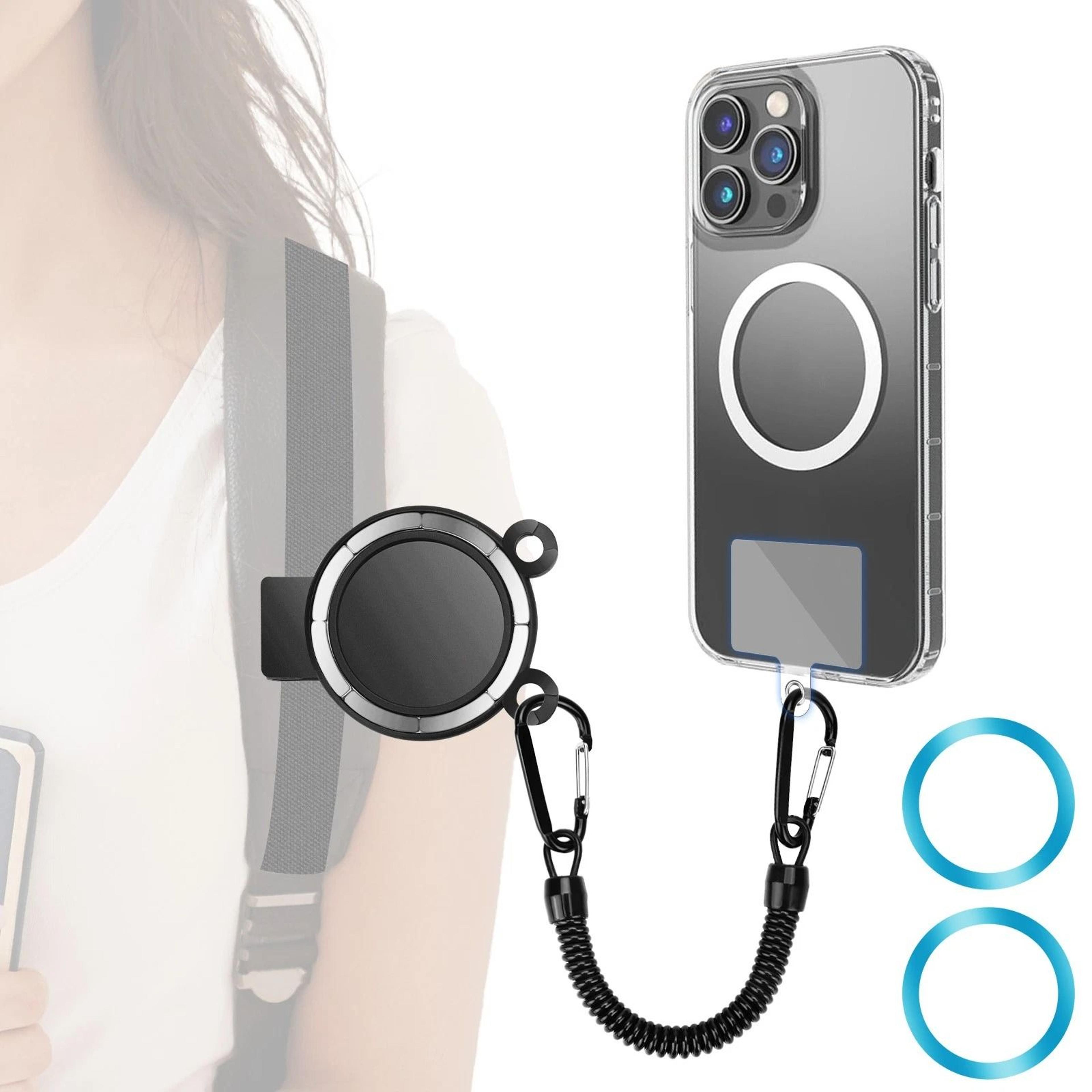 clip phone mount for all phones, magnetic backpack strap holder for outdoor hiking, travel use