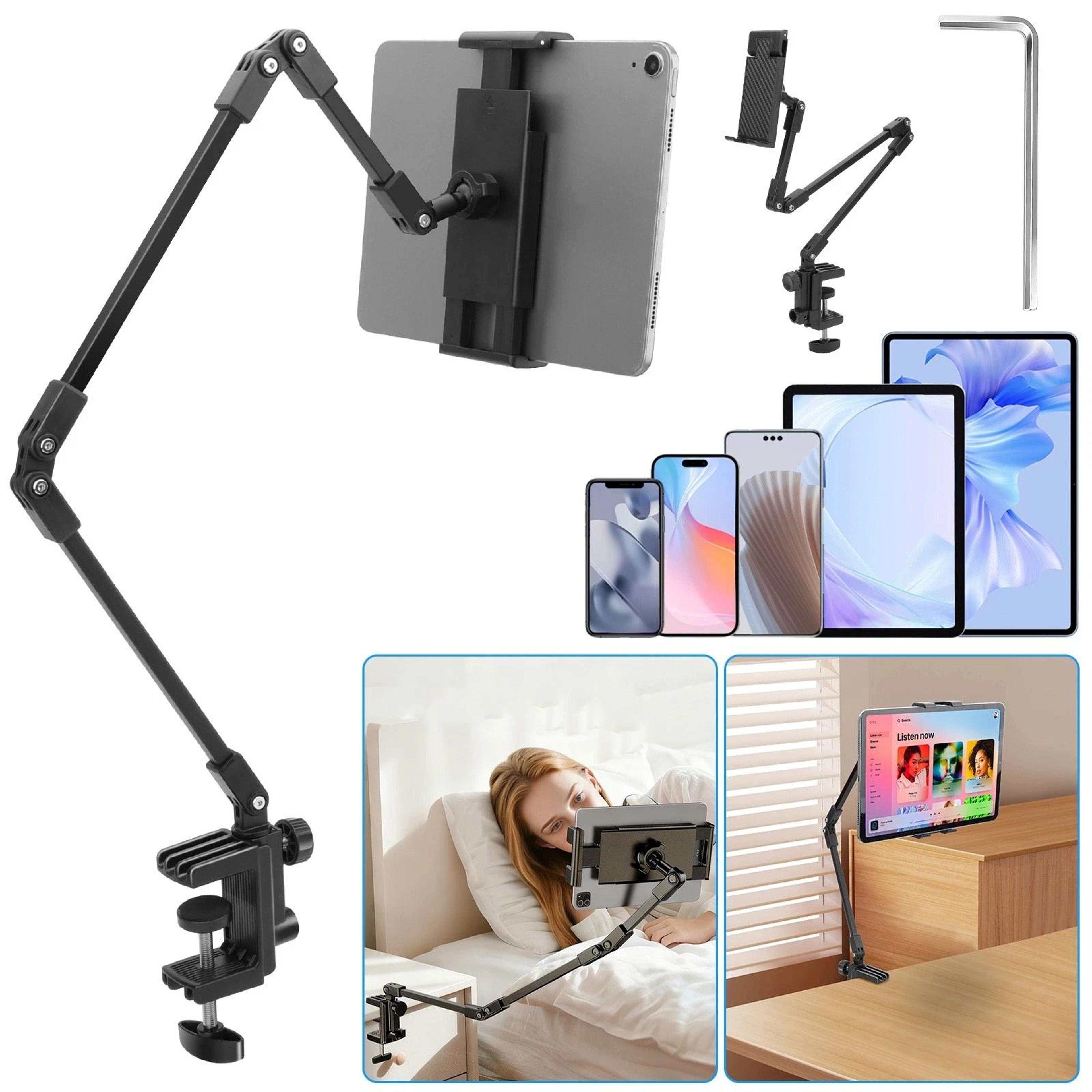 universal tablet holder for ipad, samsung galaxy tab, surface pro – adjustable desk stand, rotation, portable