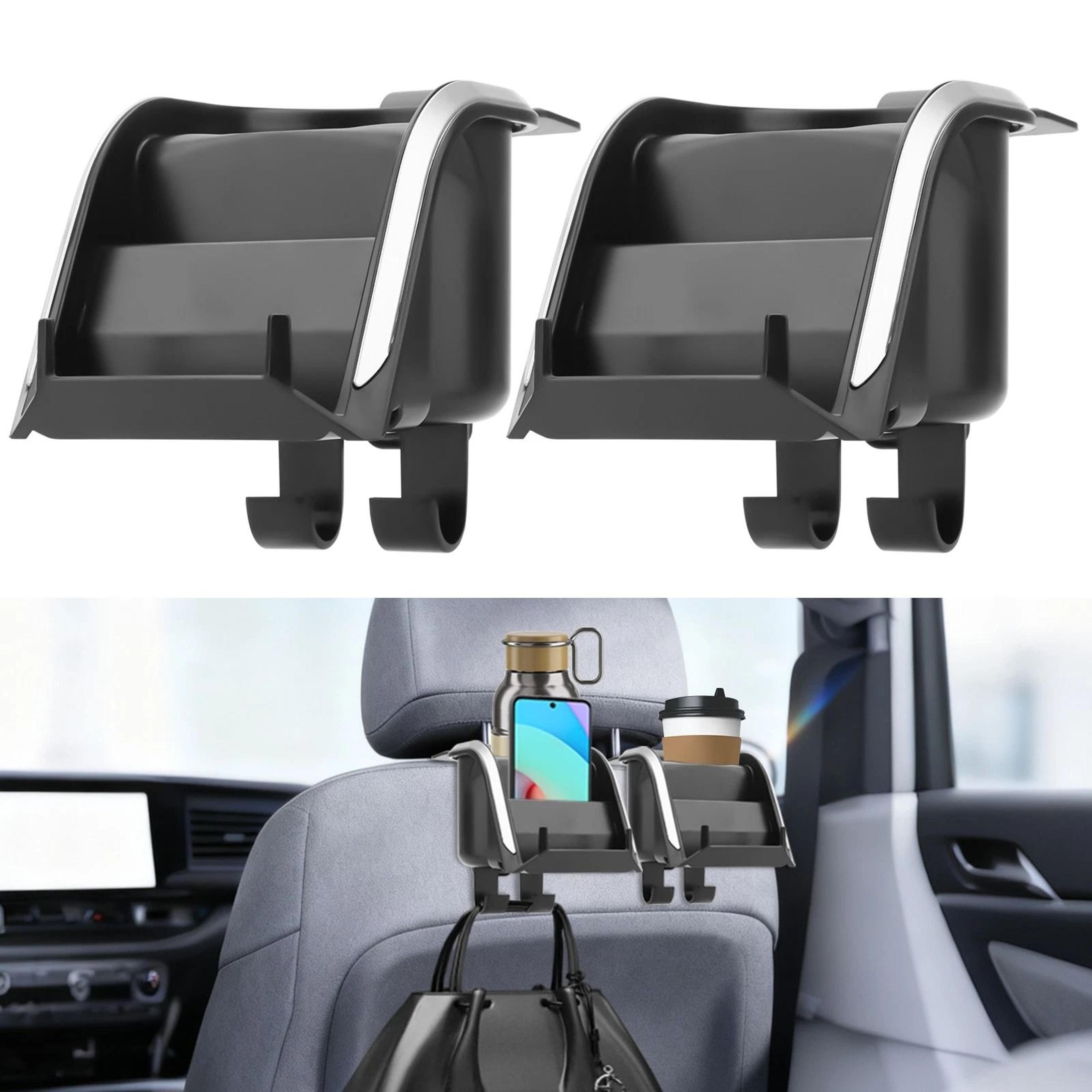 universal car hook cup holder with abs material, rear seat organiser, charging port for phones, hooks for bags