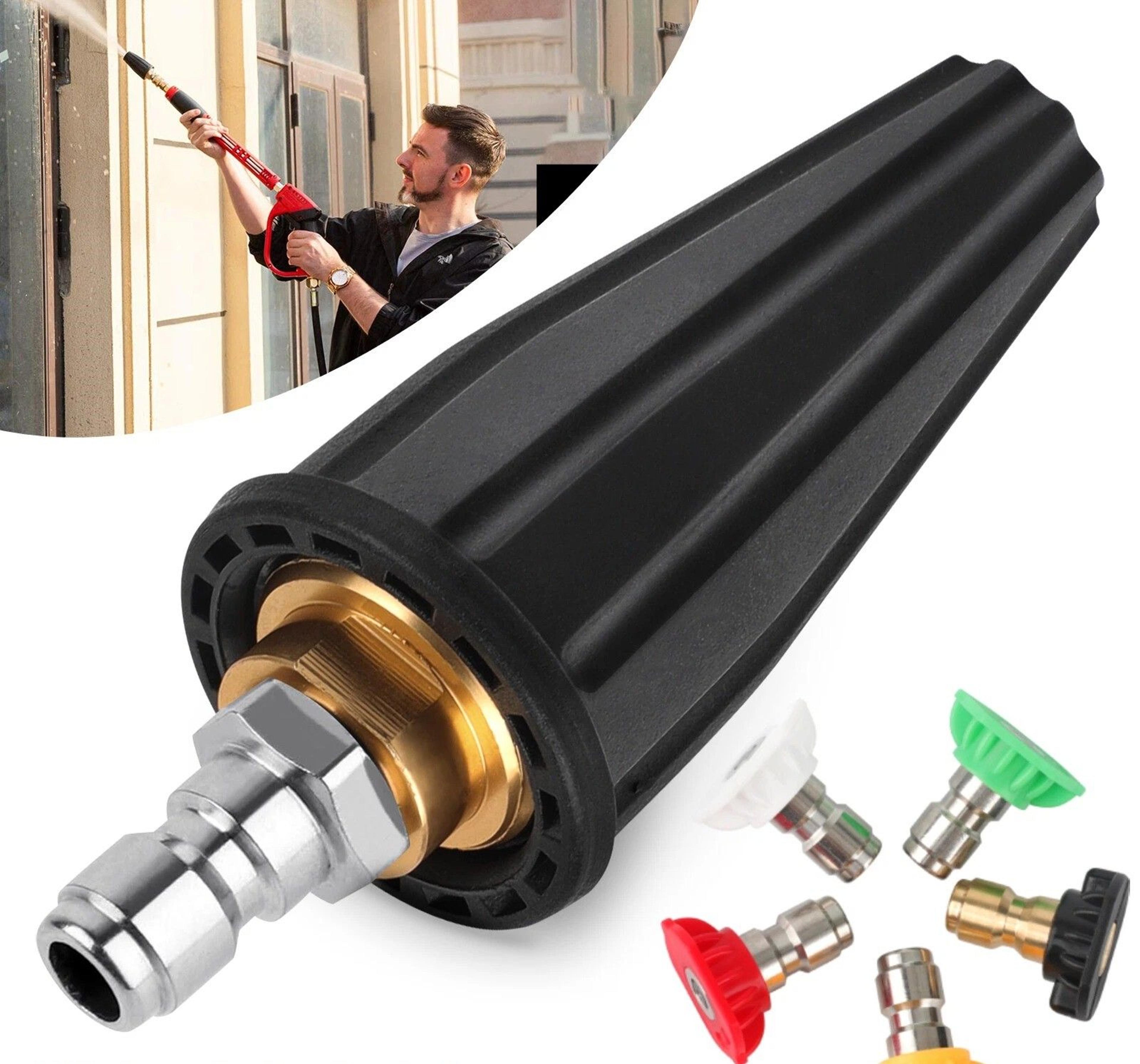 turbo nozzle for high pressure washer, quick spray tip, rotating psi power washer nozzle