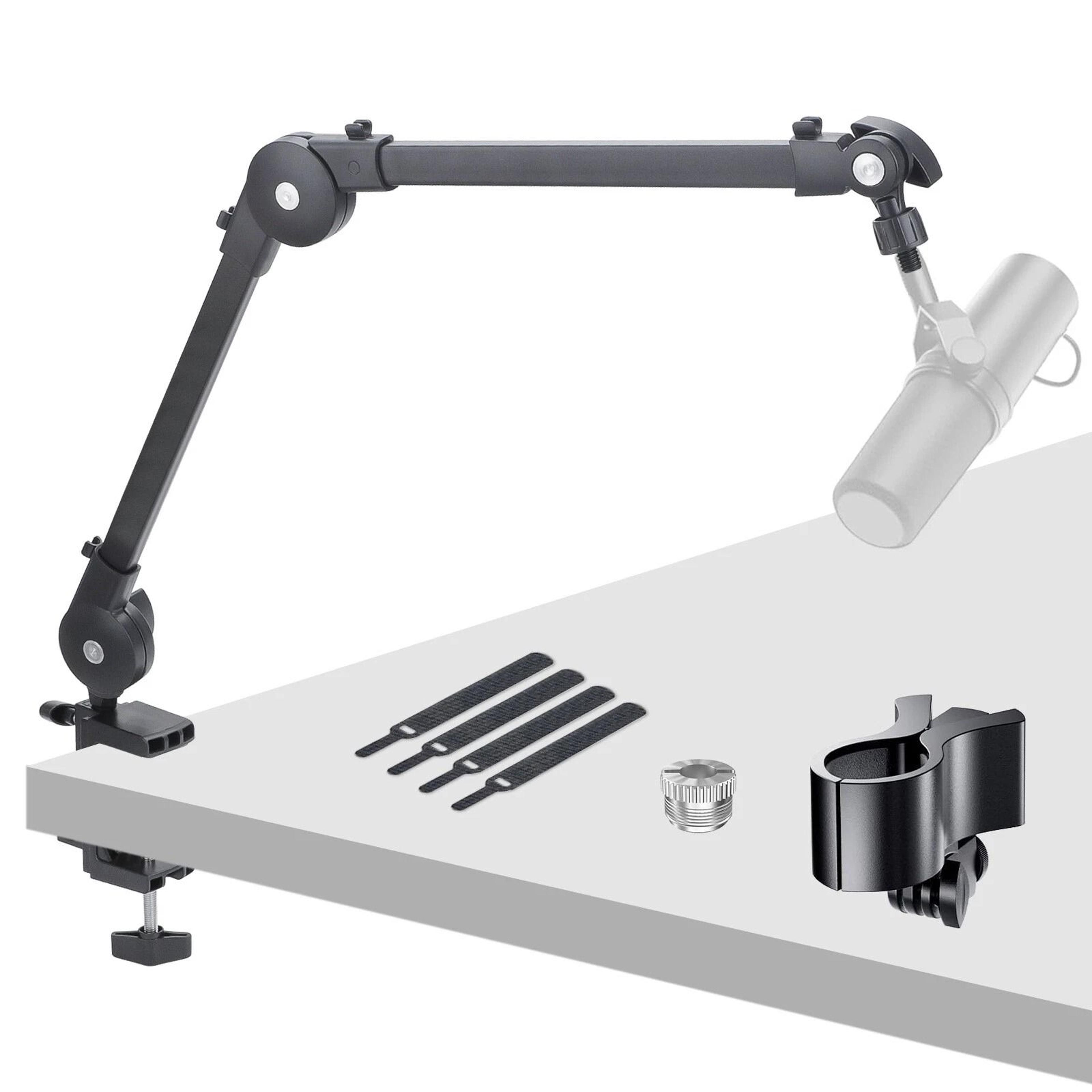 mic stand with rotatable microphone boom arm, adjustable mic desk mount for gaming, streaming