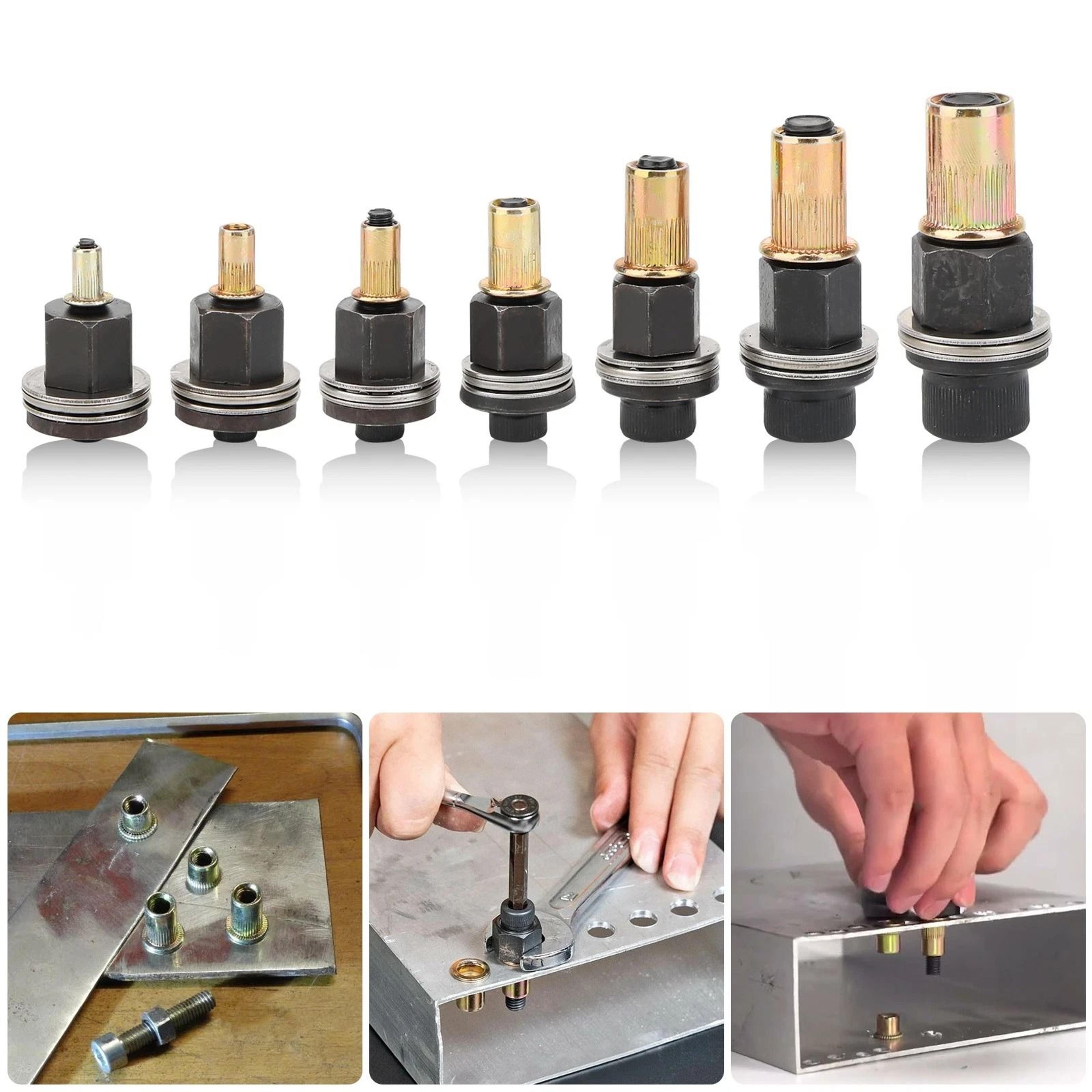 manual rivet gun set, carbon steel rivet nut kit, rivet nuts for automotive, diy, metal assembly, high-efficiency