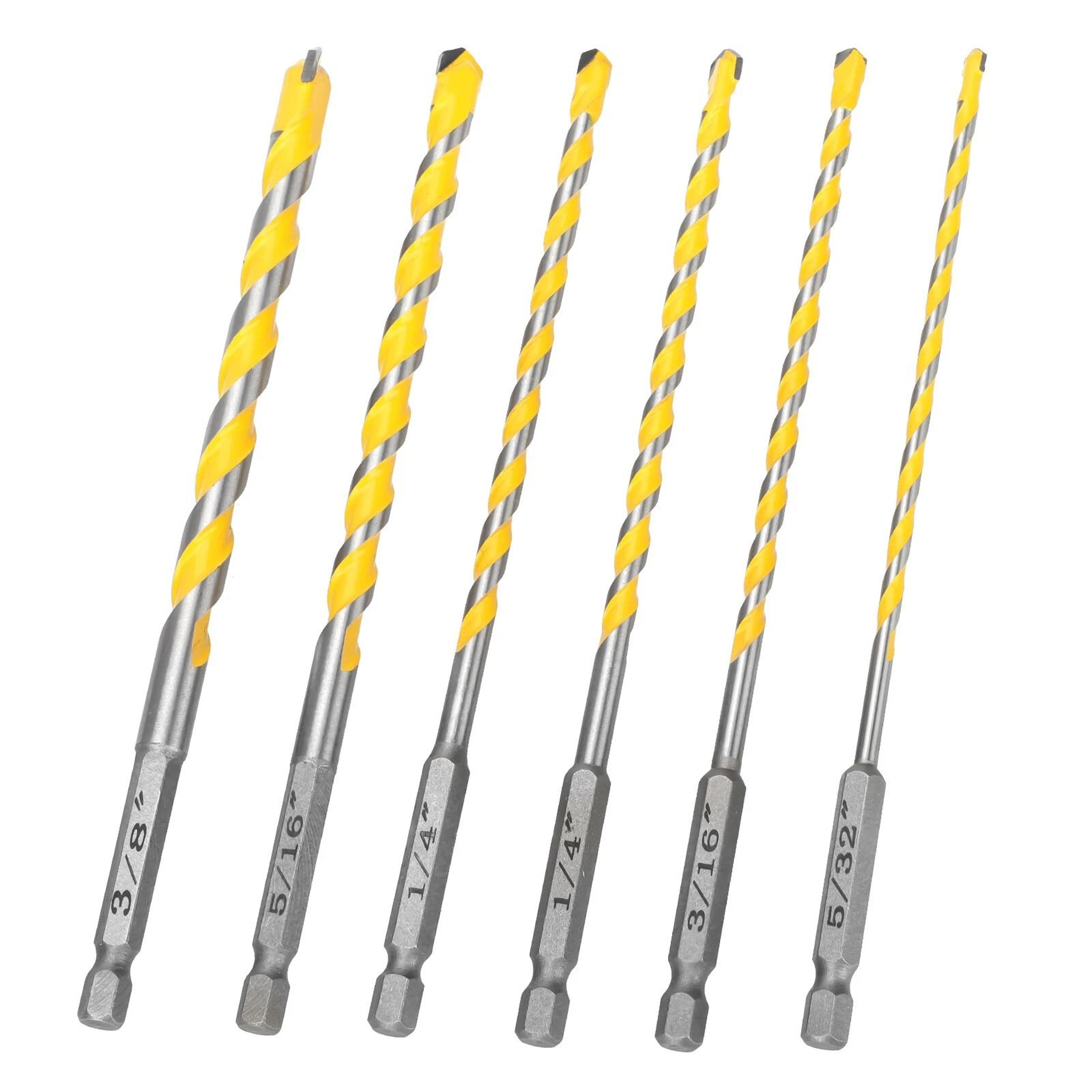 universal hex shank carbide drill bit set, tips for tile, concrete, brick, glass – durable masonry drill