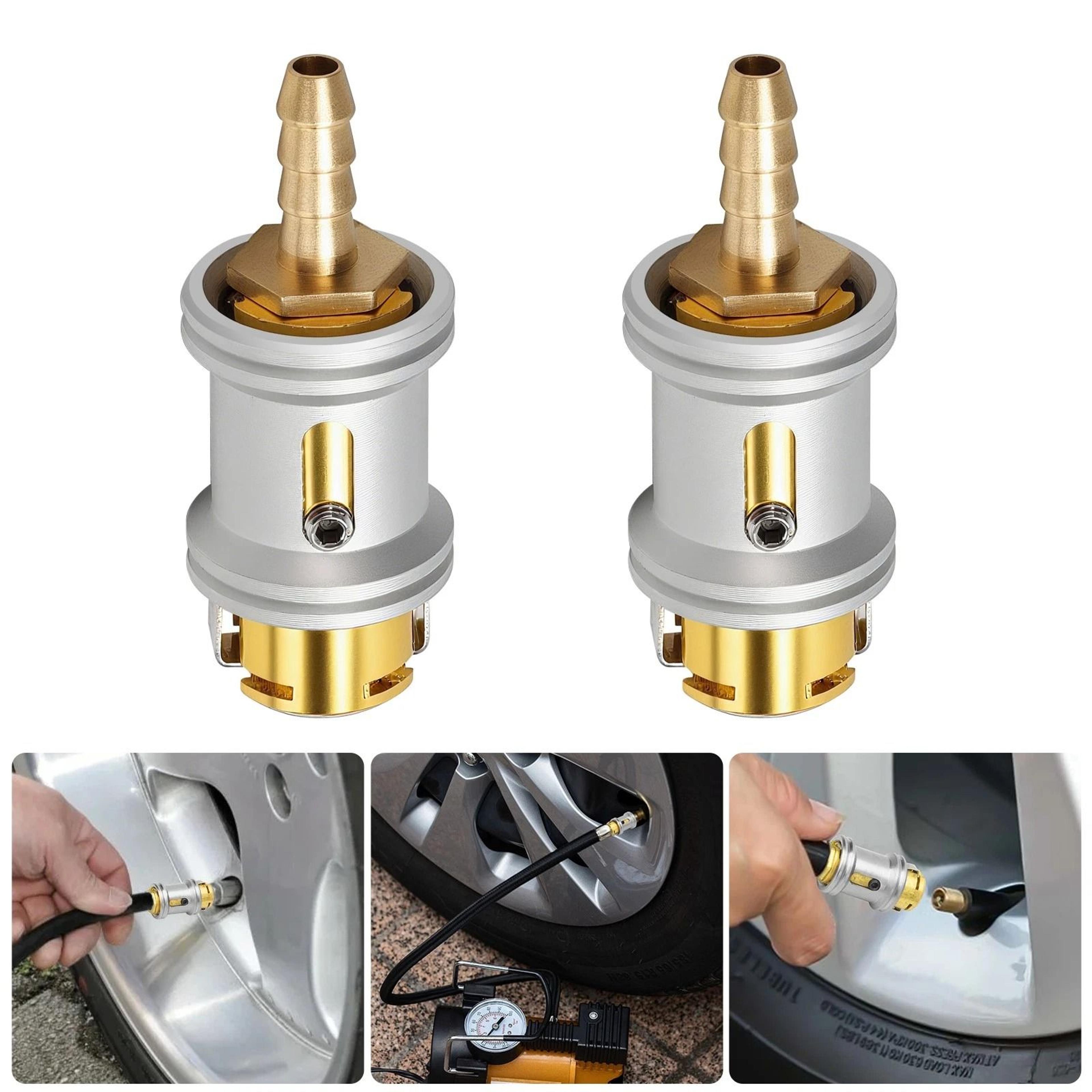 quick connect push-on aluminum tire air chuck clip, hose barb, perfect for schrader valve tires, reusable & leak-free