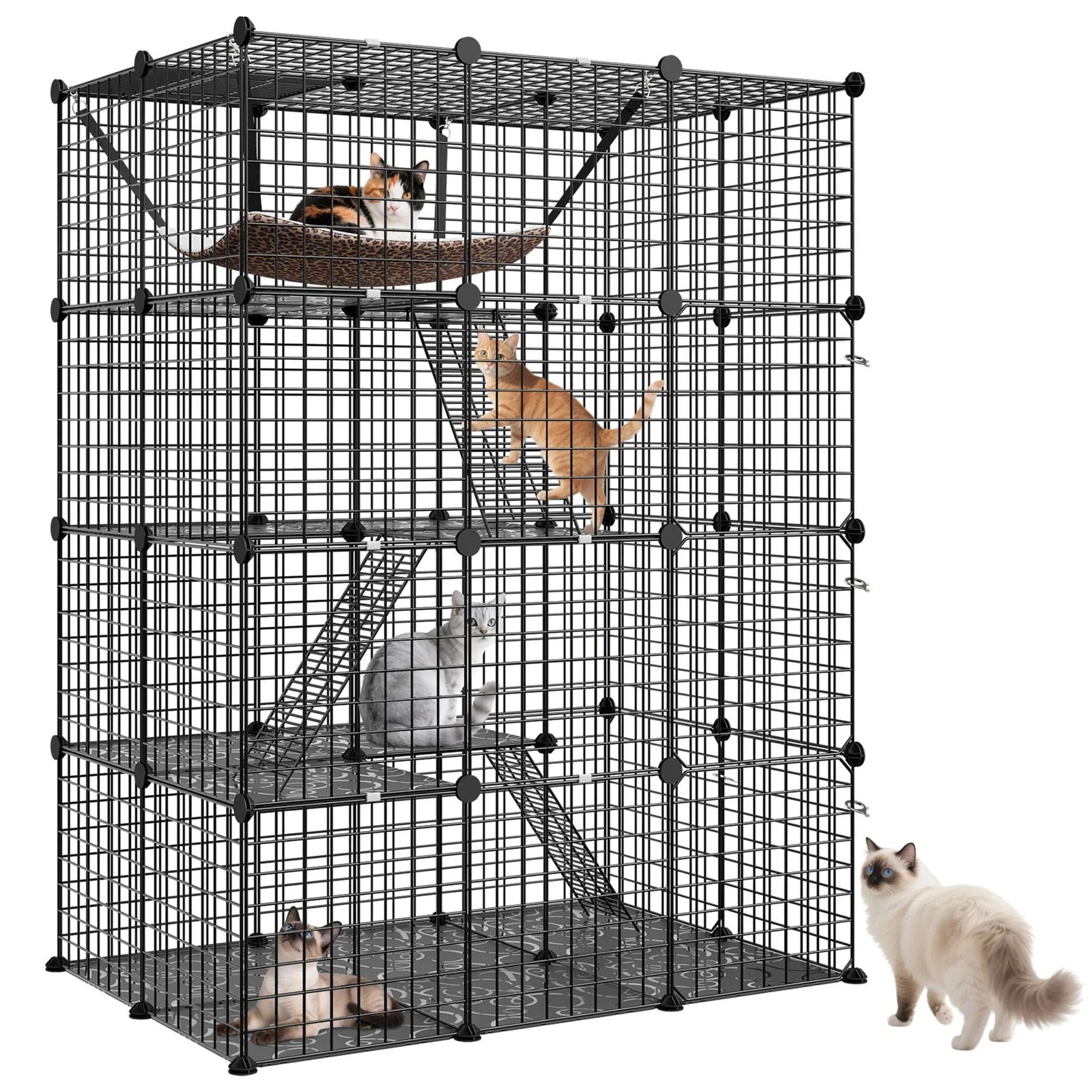 cat enclosures diy, tier cat cage indoor, detachable metal kennel w/ hammock, spacious & stable pet cage