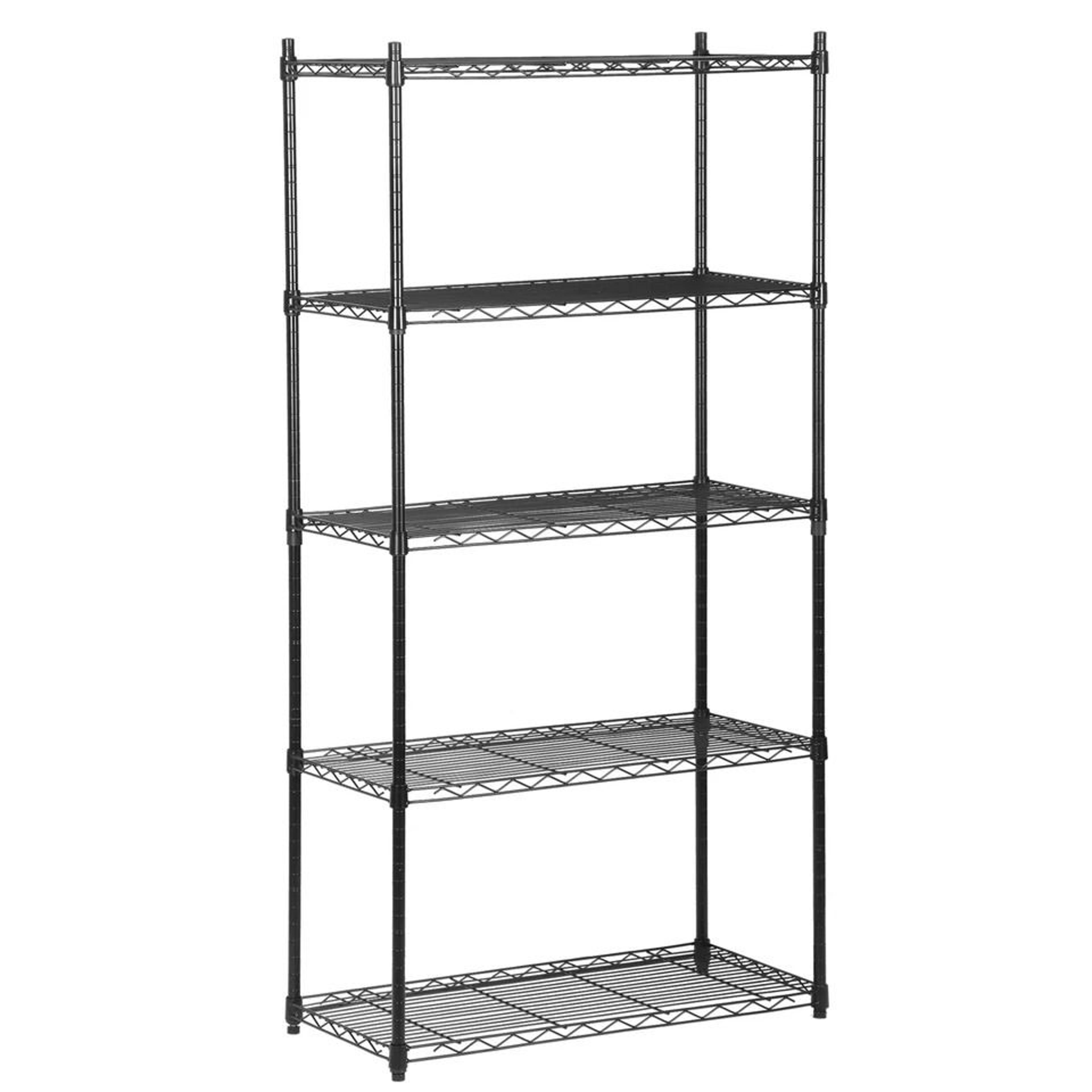 adjustable tier shelves wire shelving unit, space storage organizer, heavy duty kitchen rack, black
