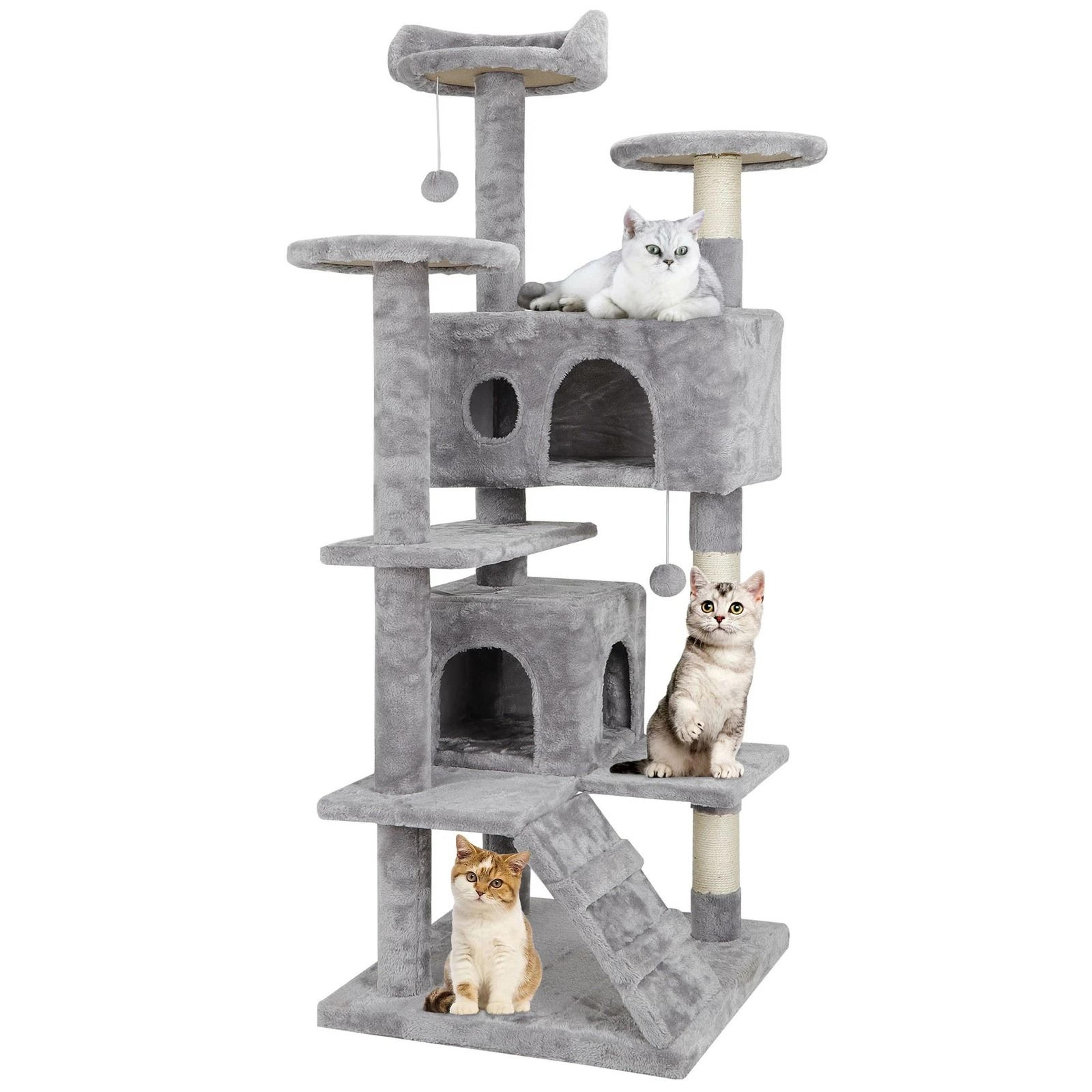 cat tree tower with multiple scratching posts, cozy condo for rest & play, large activity center for cats