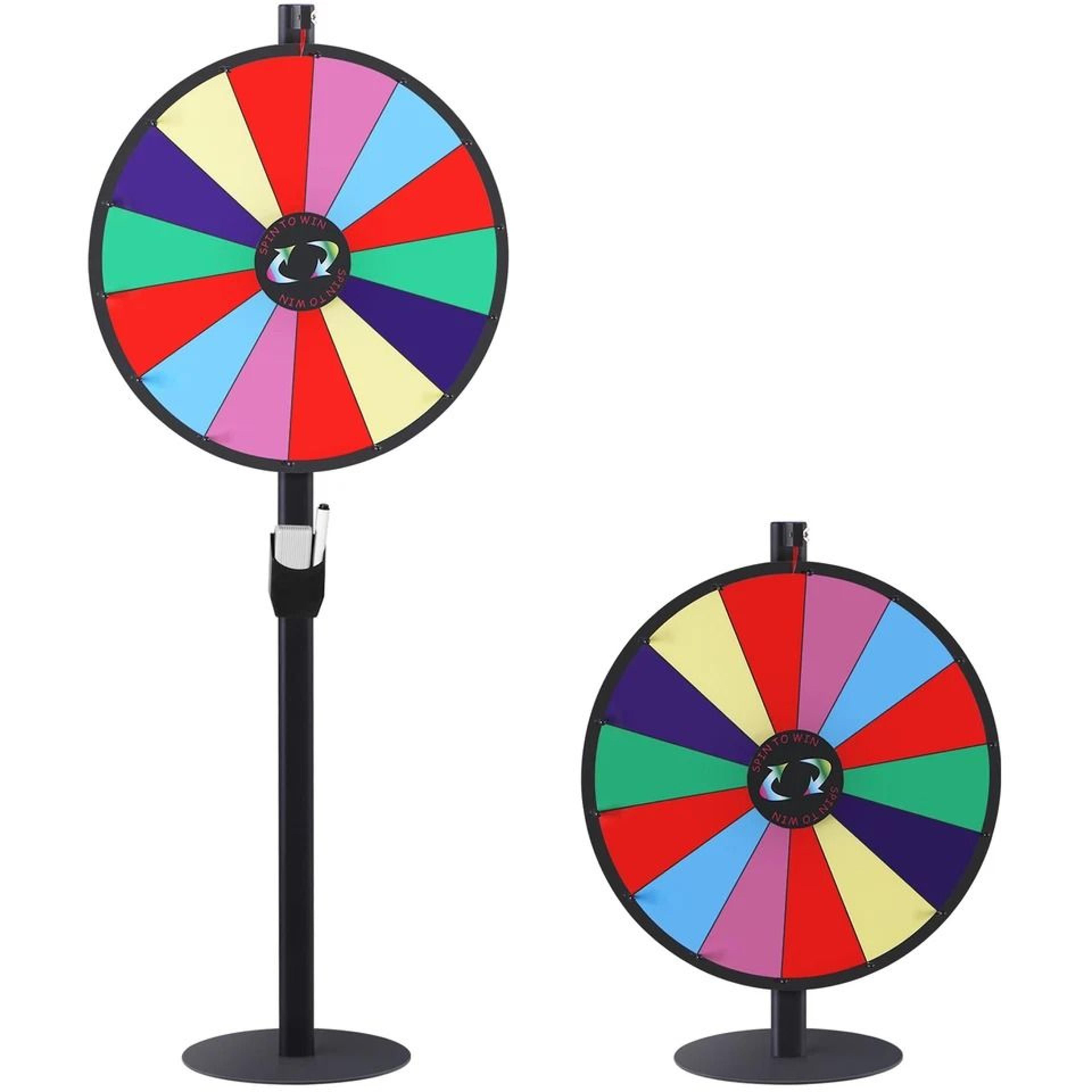 adjustable spinning prize wheel, slot acrylic board with dry-erase, marker & eraser, perfect for trade shows
