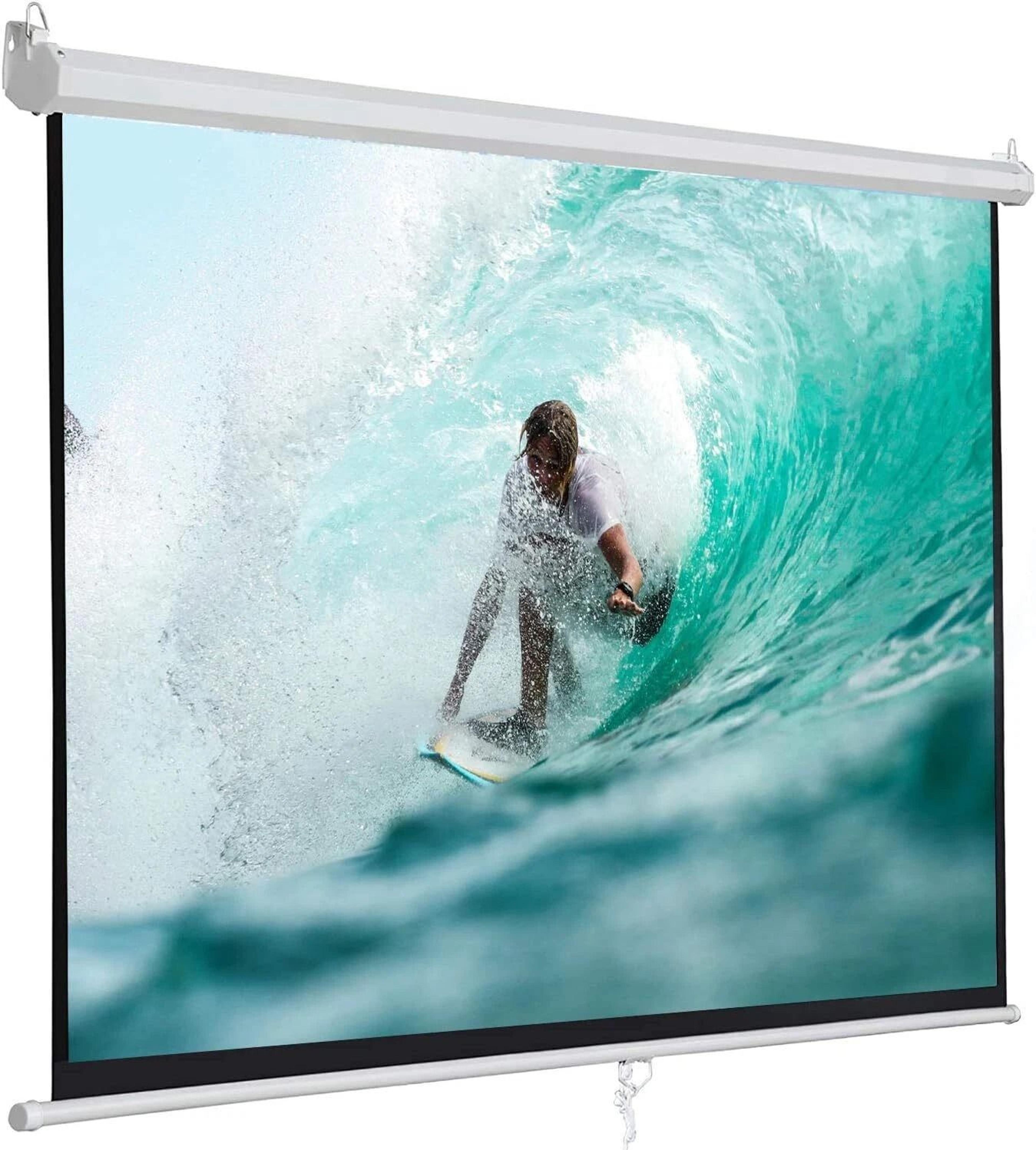 hd manual pull down projection screen, portable projector screen, movie screen, aspect ratio, white