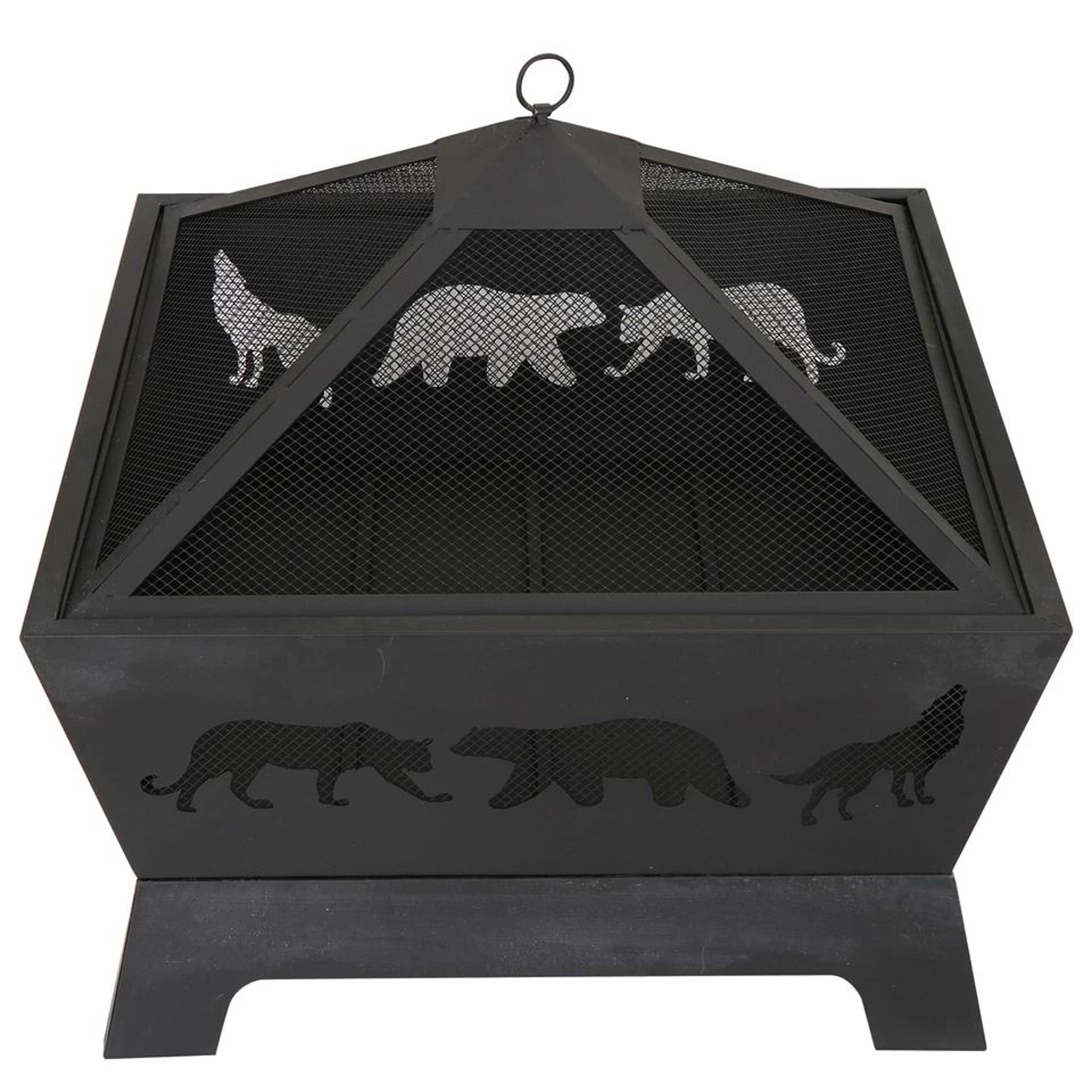 black portable fire pit, barrone burning fire bowl with accessories, durable courtyard fire pit for outdoor use
