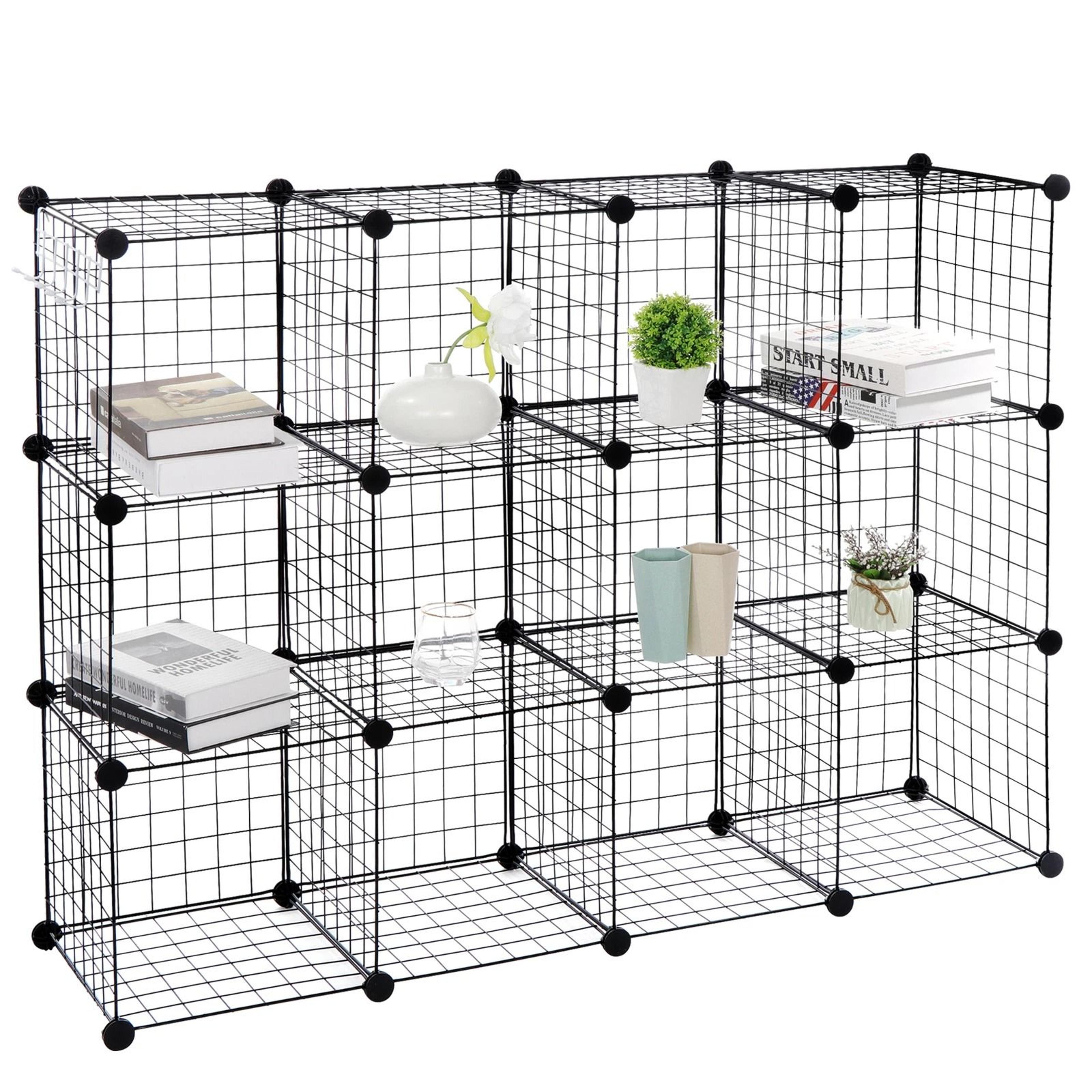 diy wire storage cubes organizer, multi-functional shelves wardrobe bookcase for home & office