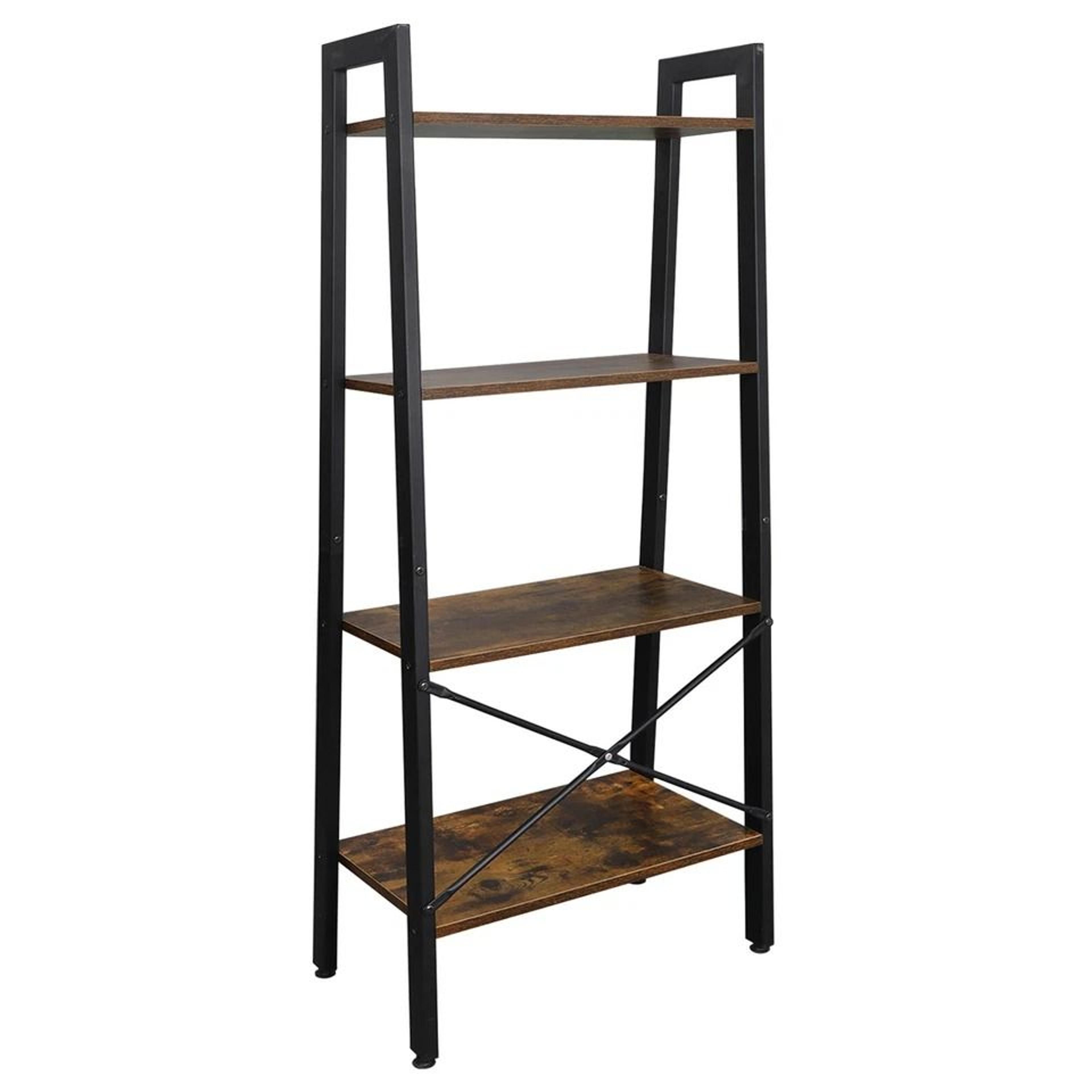 vintage ladder shelf, tier rustic storage stand, leaning bookcase for books, plants, bathroom storage