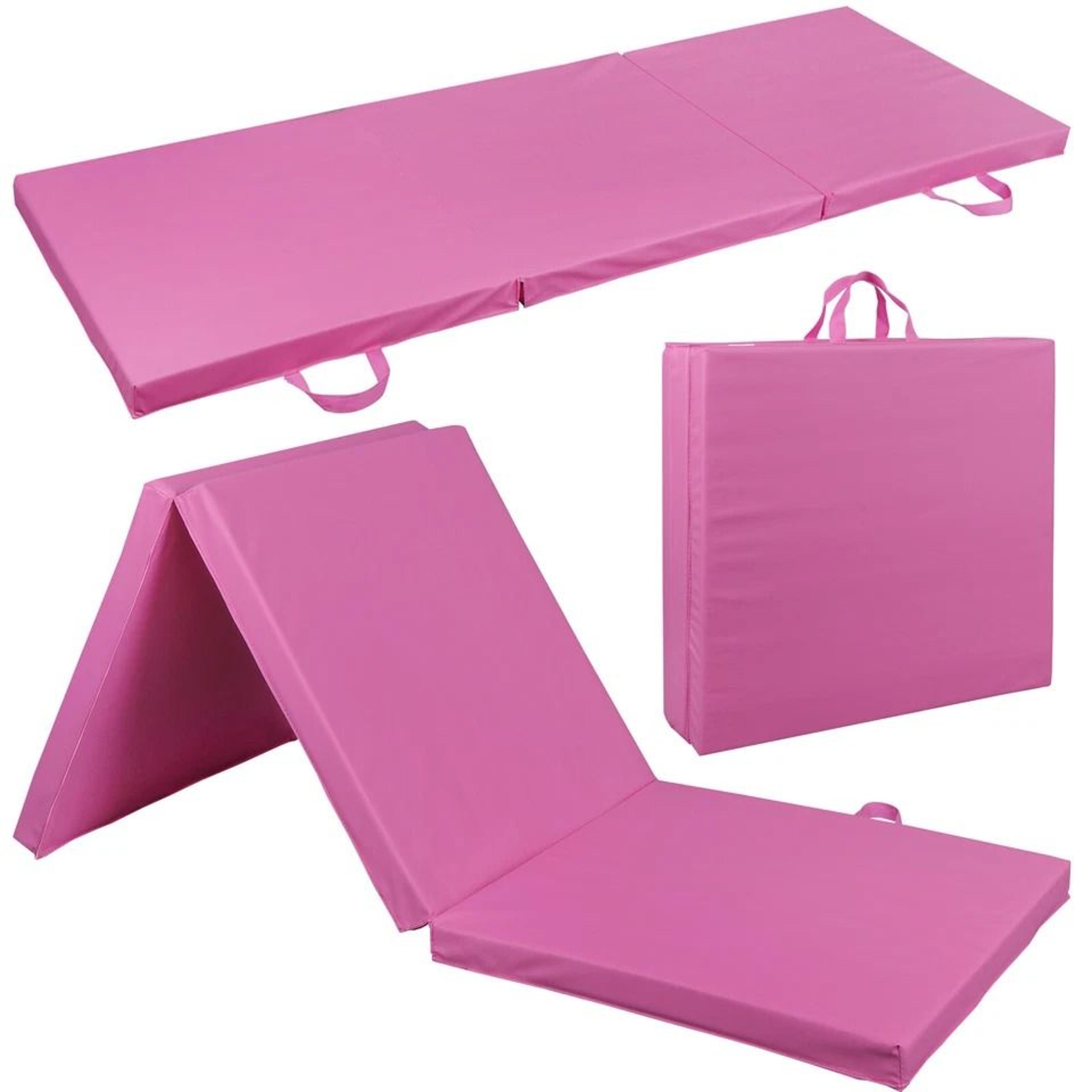 thick pink folding mat, gymnastics panel for gym workout, foam fitness exercise mat, portable & durable
