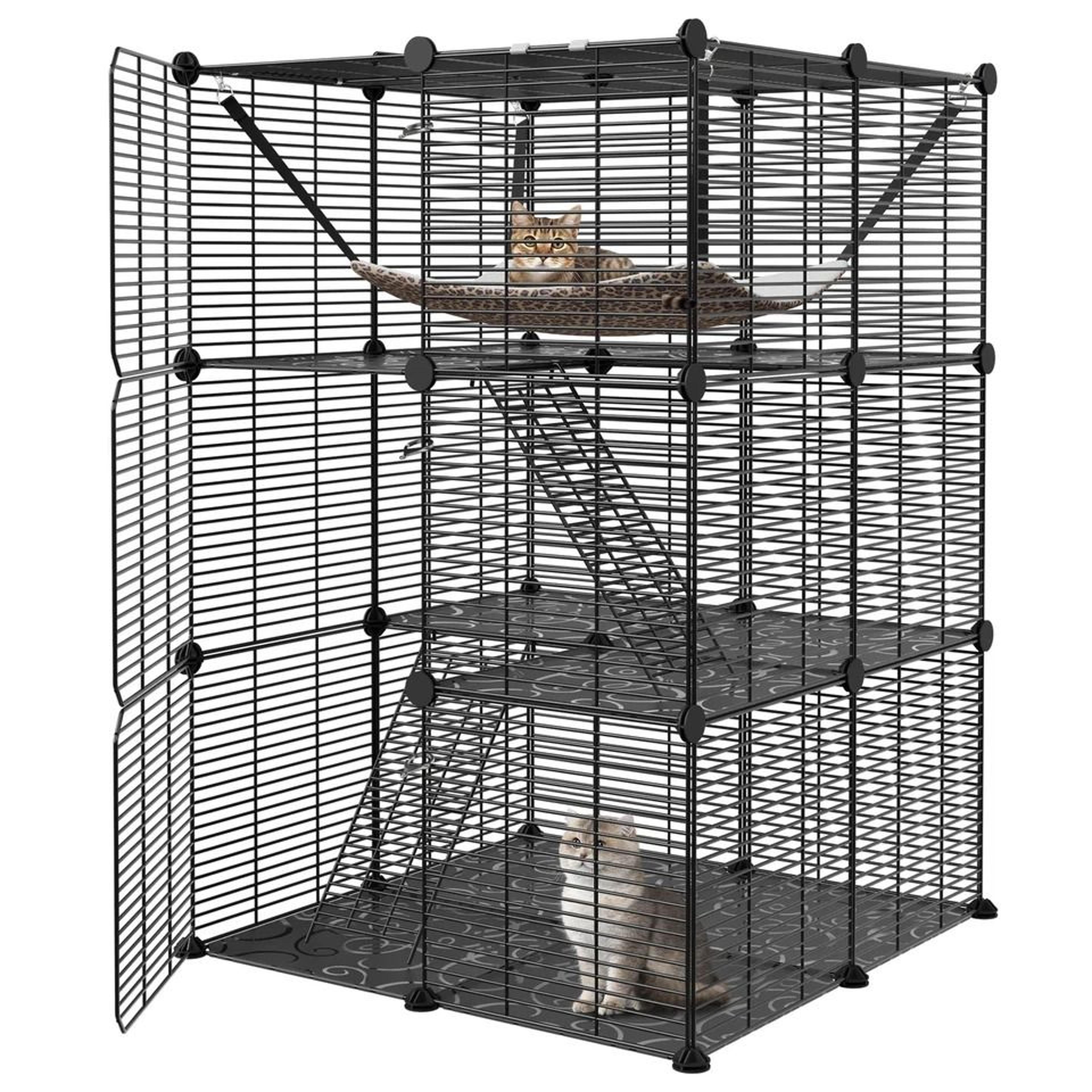 spacious cat cage enclosure, diy playpen with metal wire design, detachable & versatile pet crate for cats