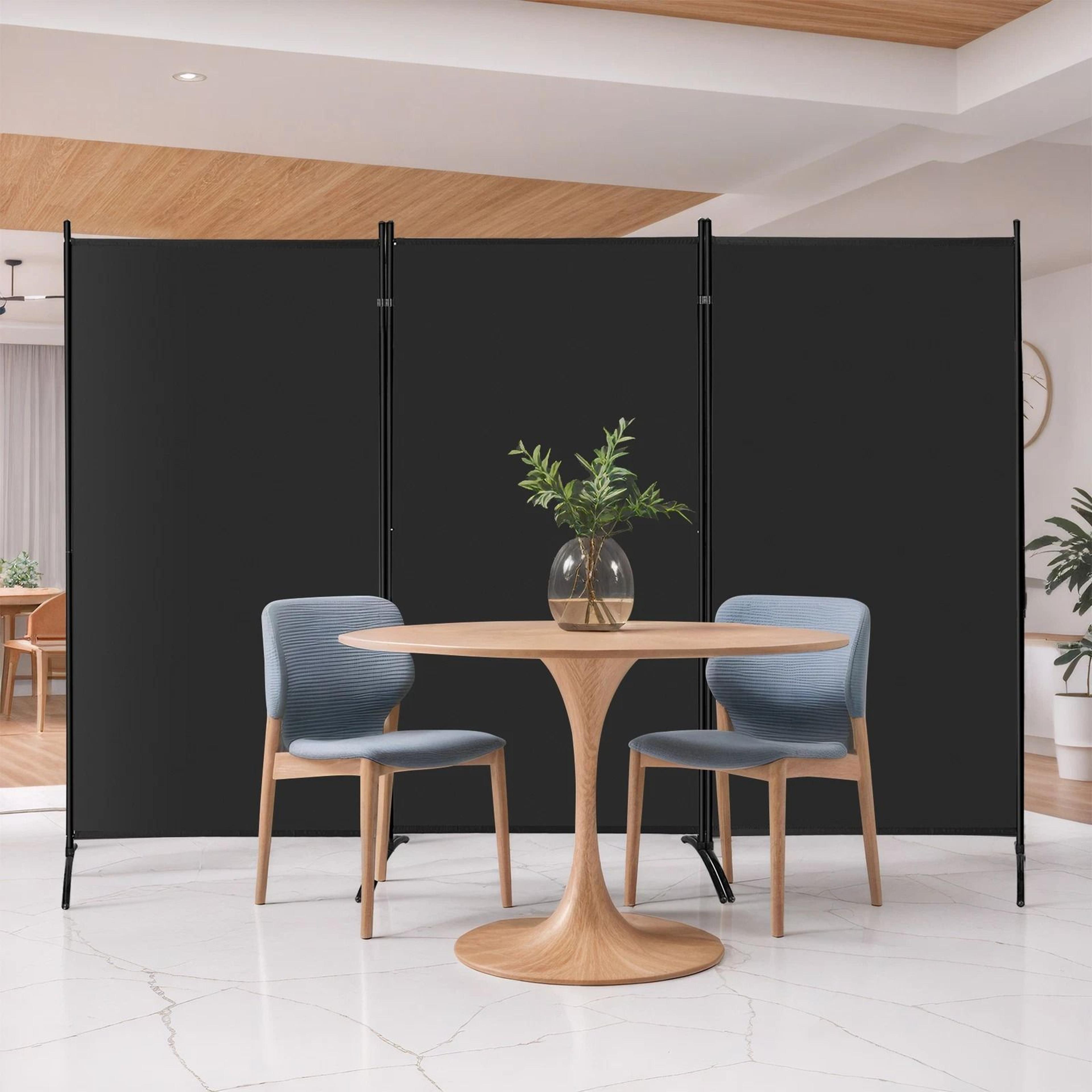 folding partition room dividers, black panel screen divider, adjustable privacy wall for office, studio, apartment