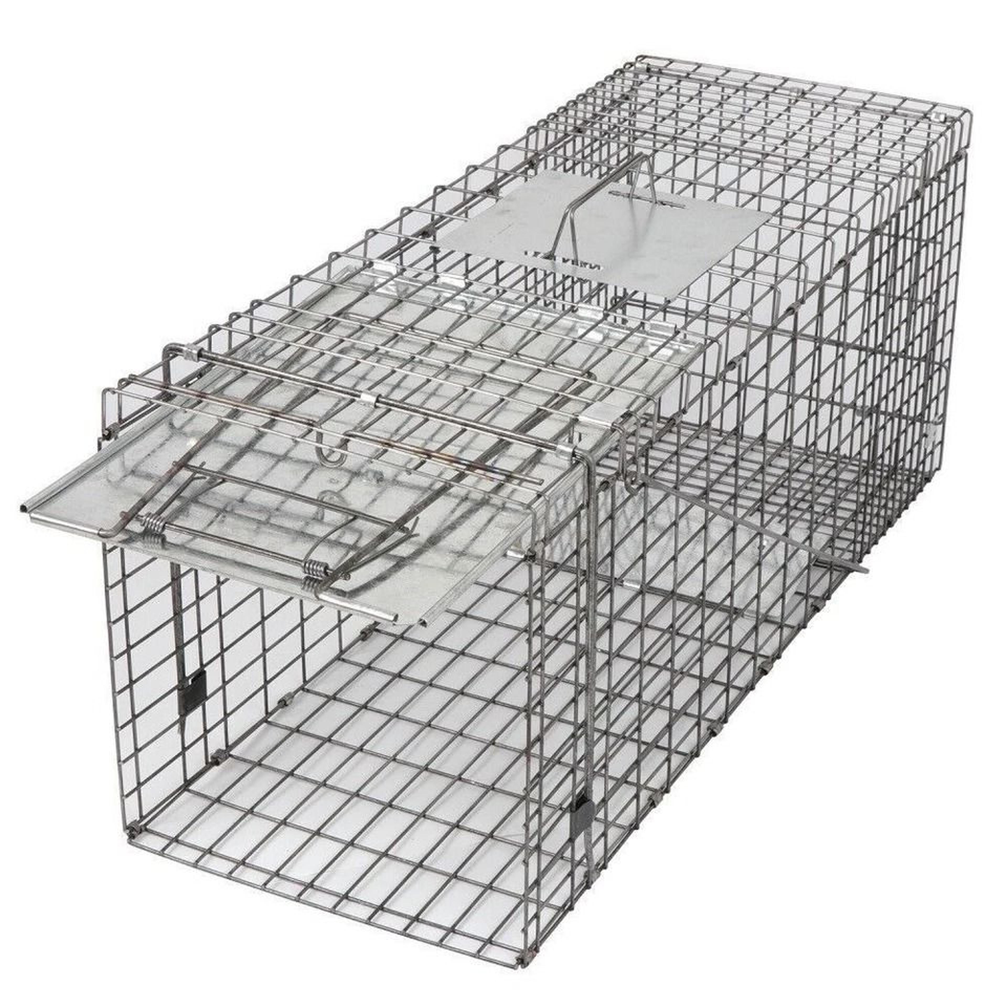 humane large animal trap, spring loaded, easy to bait & release, strong frame, safe and durable for home, farm use