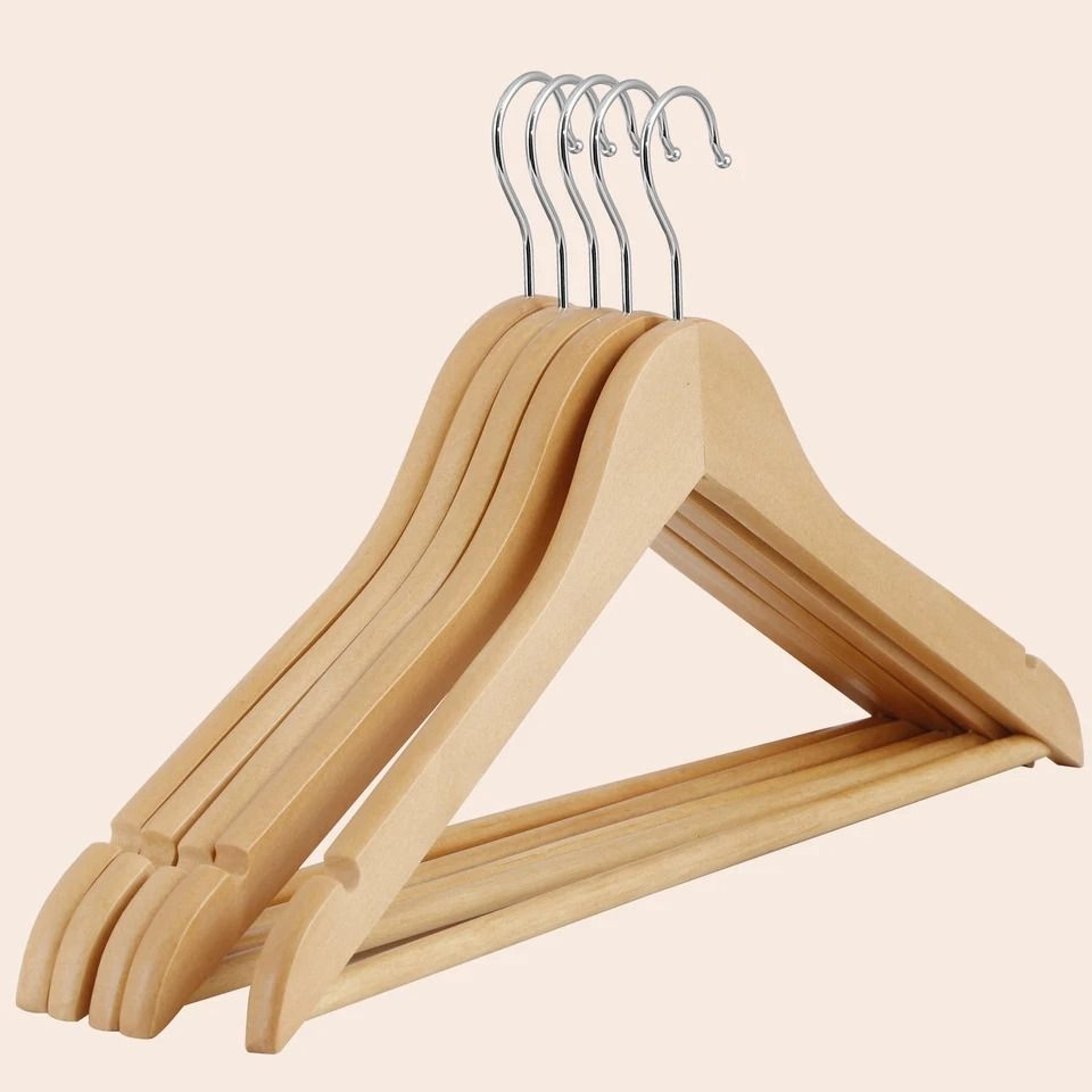 wooden clothes hangers, premium non-slip flocked hangers for suit, shirt, pants, dresses