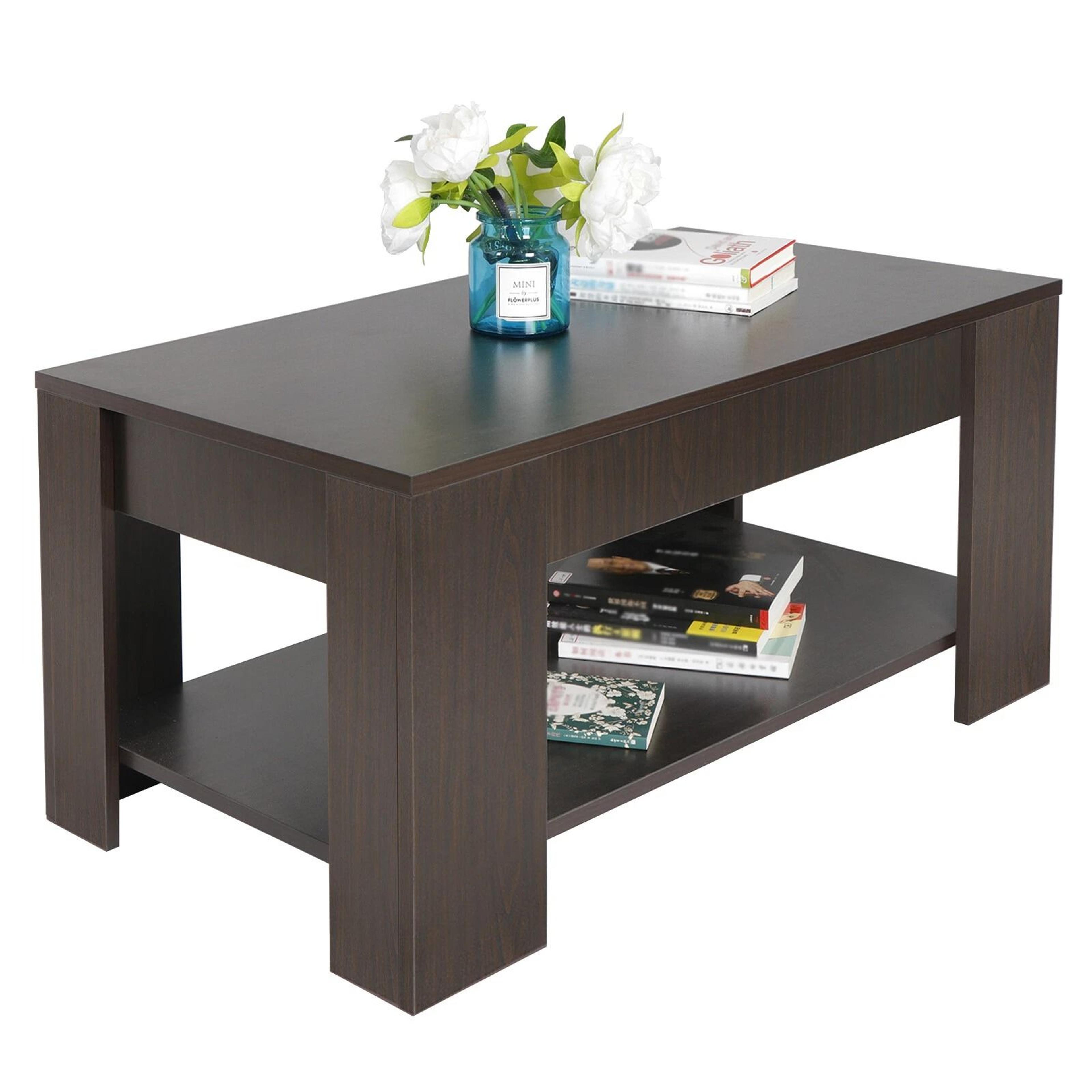 black lift-up coffee table with hidden storage, luxury unique design, durable tea table for modern homes