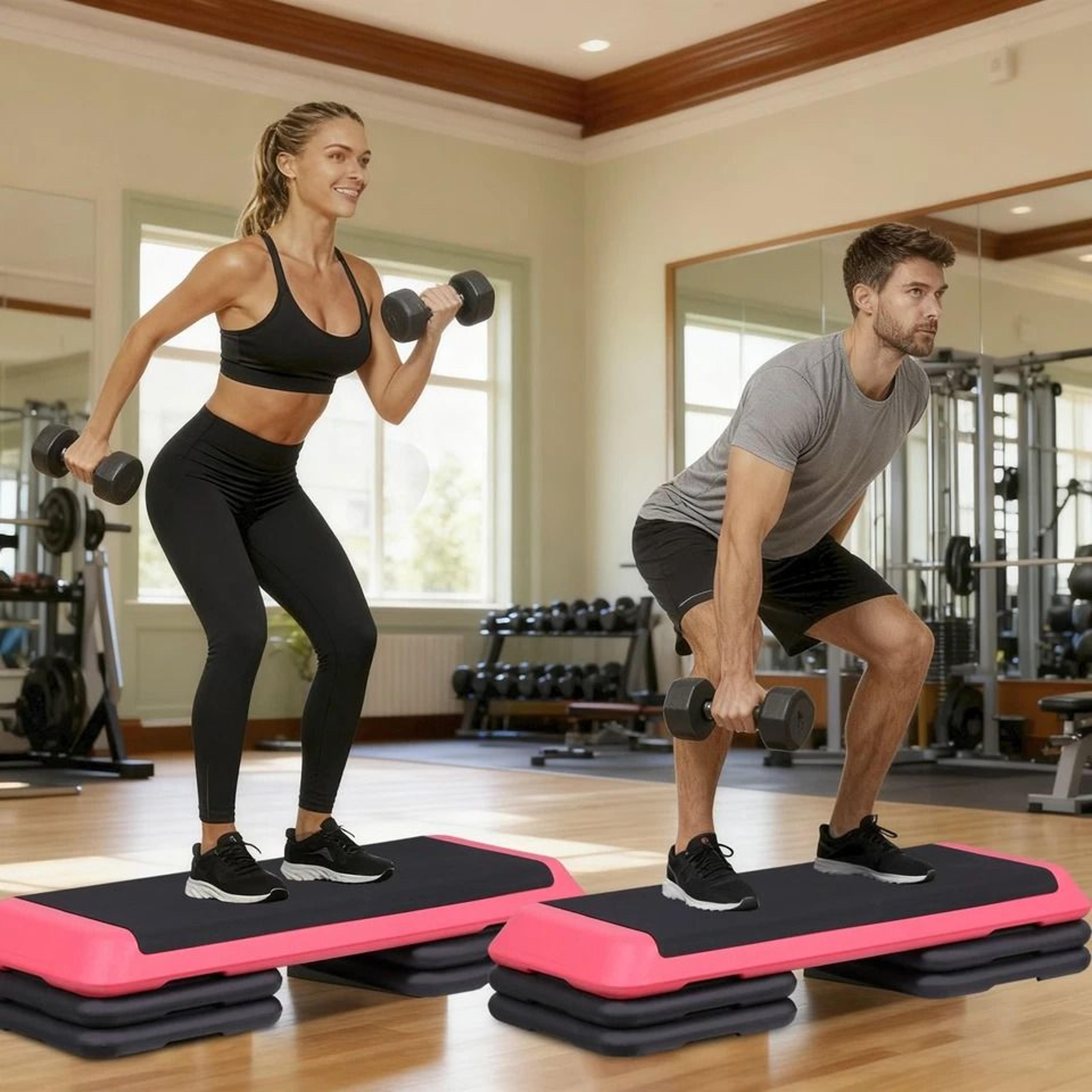 aerobic stepper, adjustable training exercise platform, workout step for fitness, pink home exercise equipment