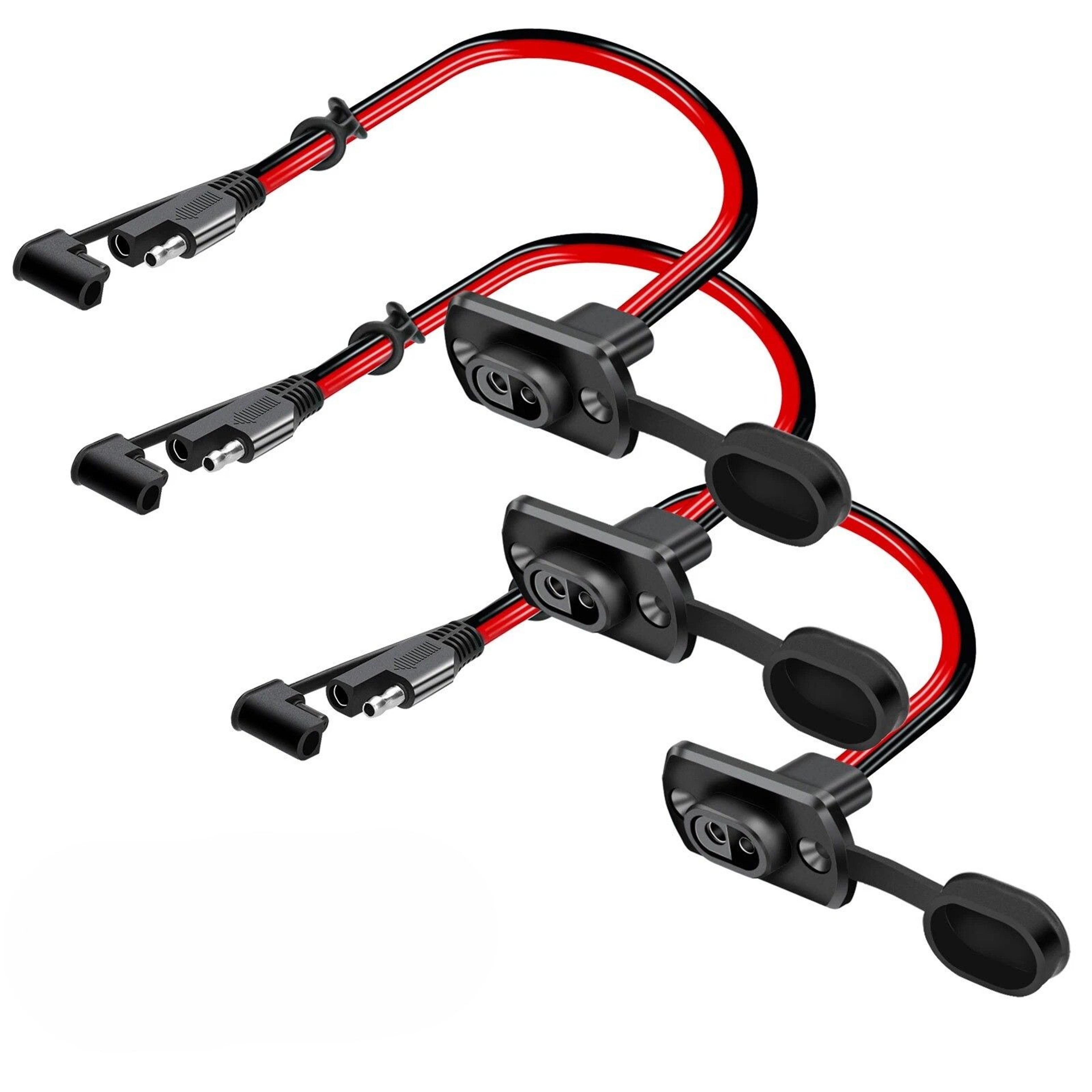 awg sae adapter, male plug to female socket cable quick connector harness, 1ft heavy duty battery extension