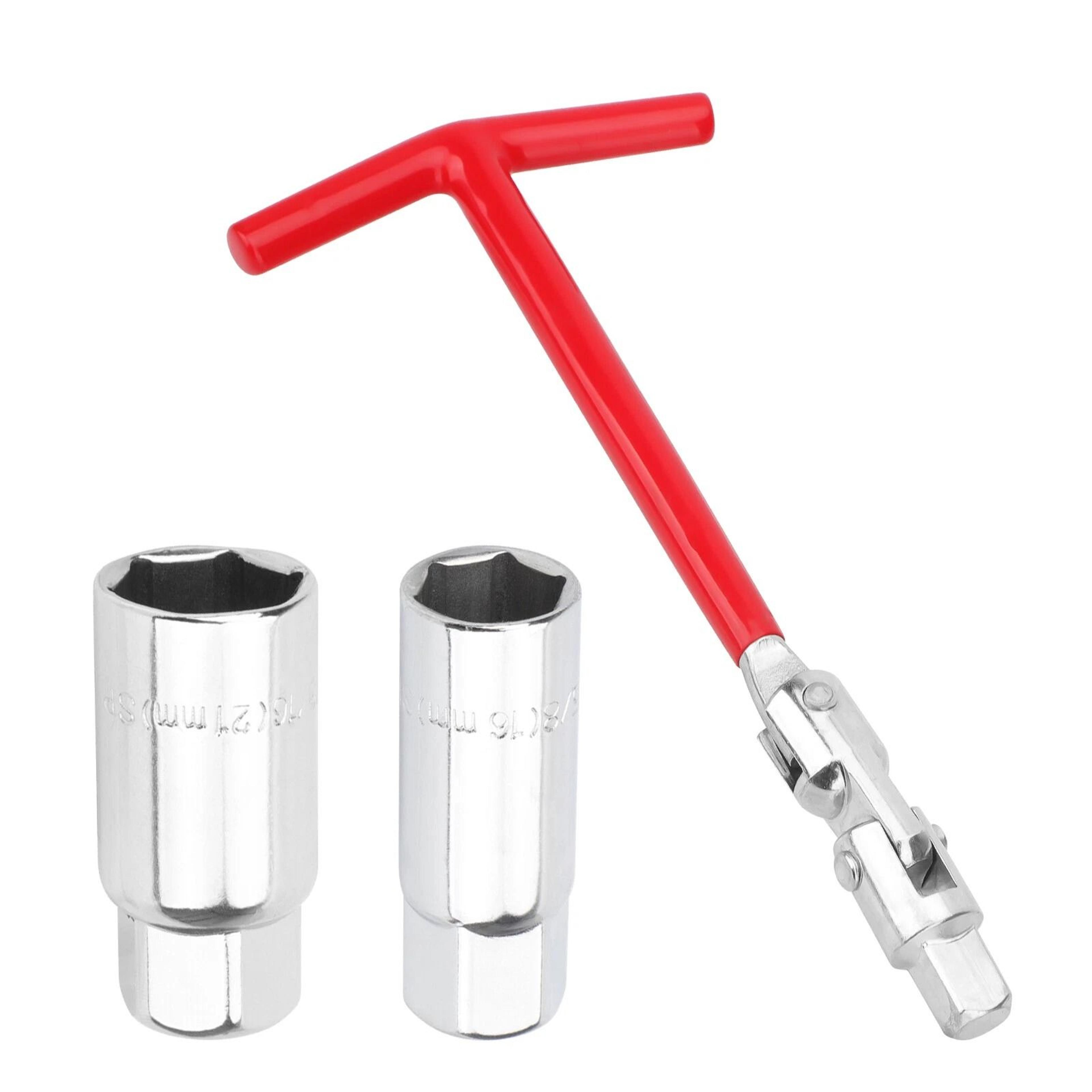 t-handle spark plug swivel removal tool, carbon steel socket wrench for car & motorcycle repair