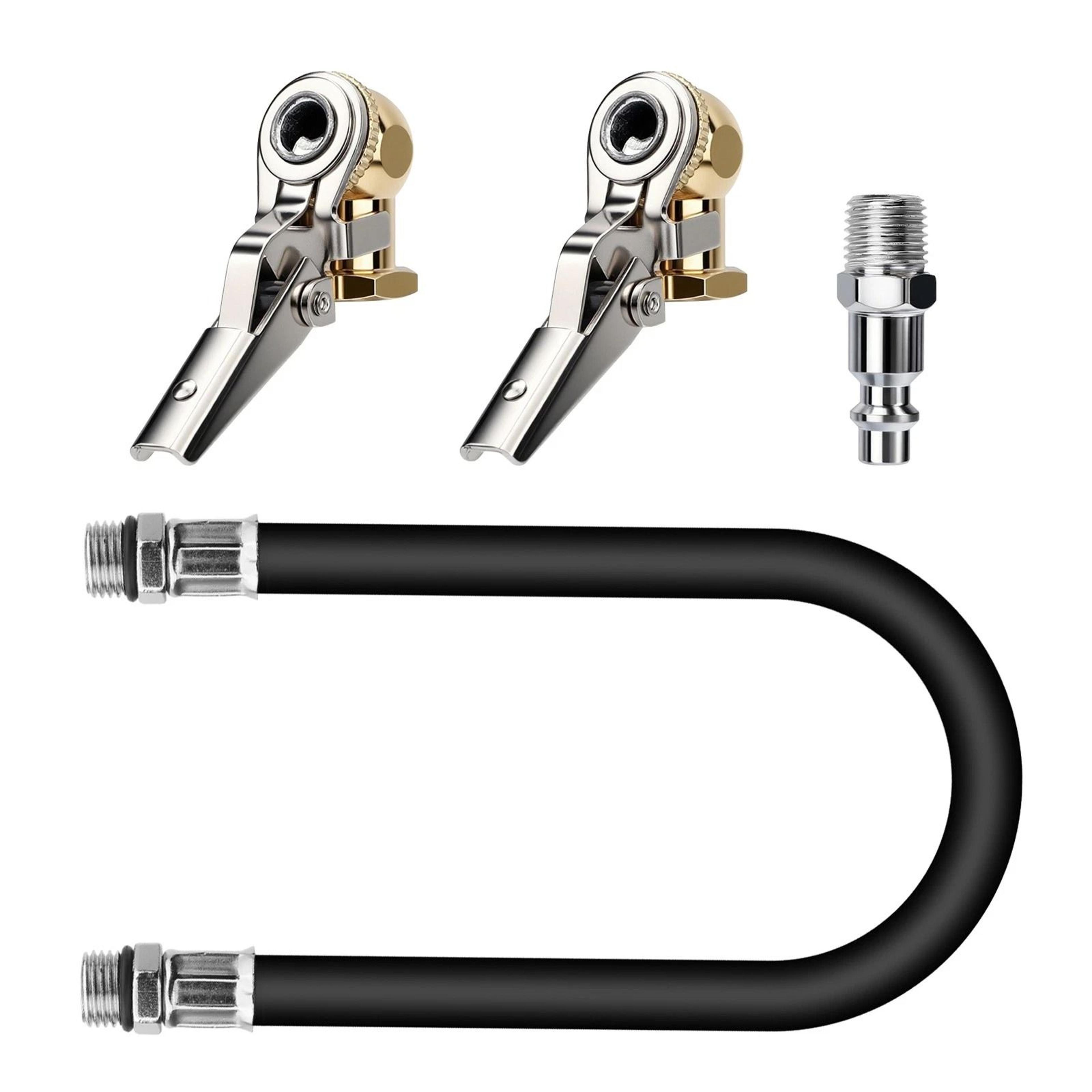 tire valve extension, brass closed ball air chuck, npt inflation tube, universal adapter for air compressors, rvs