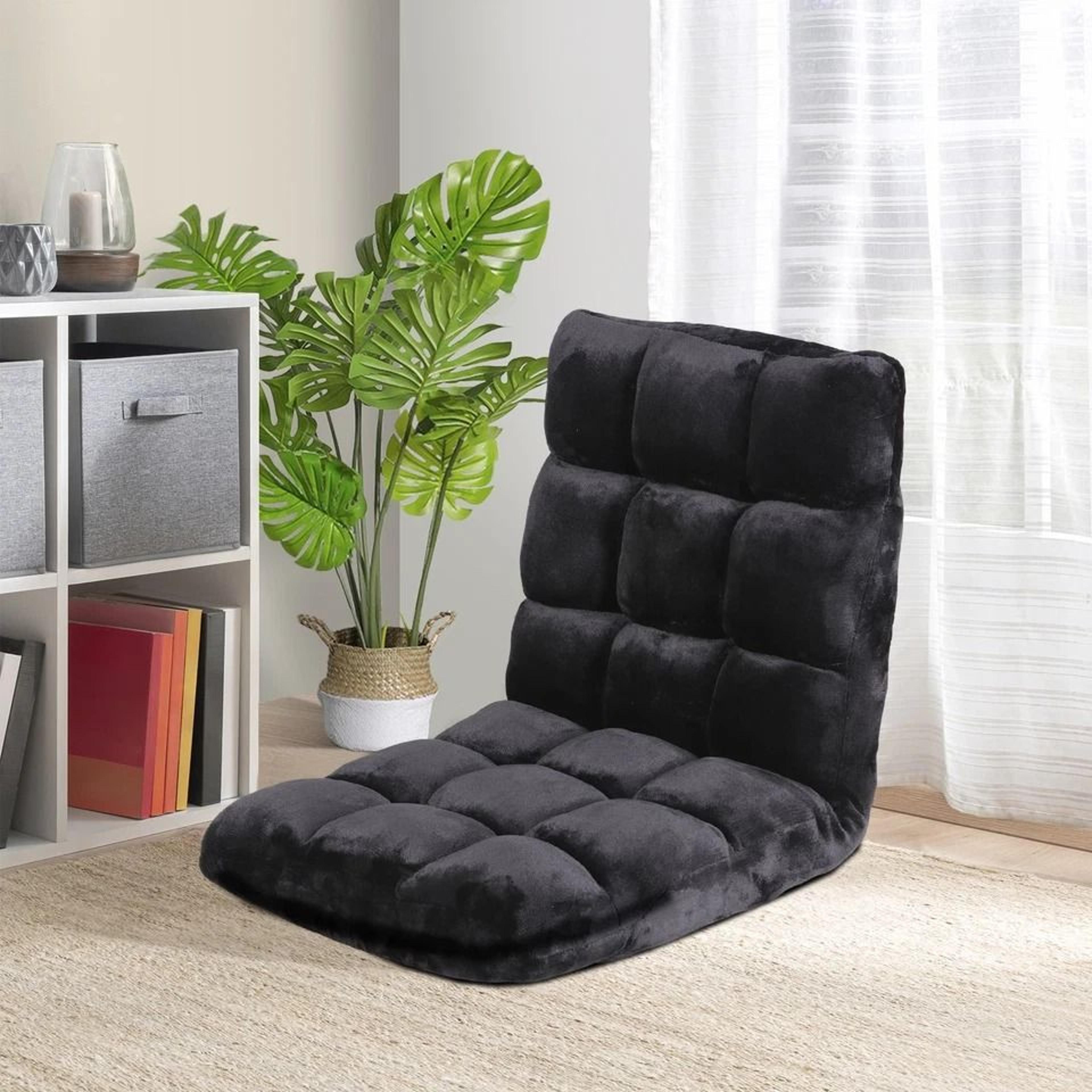 adjustable folding floor gaming chair, black lounger sofa, recliner bed couch lazy seat for comfortable sitting