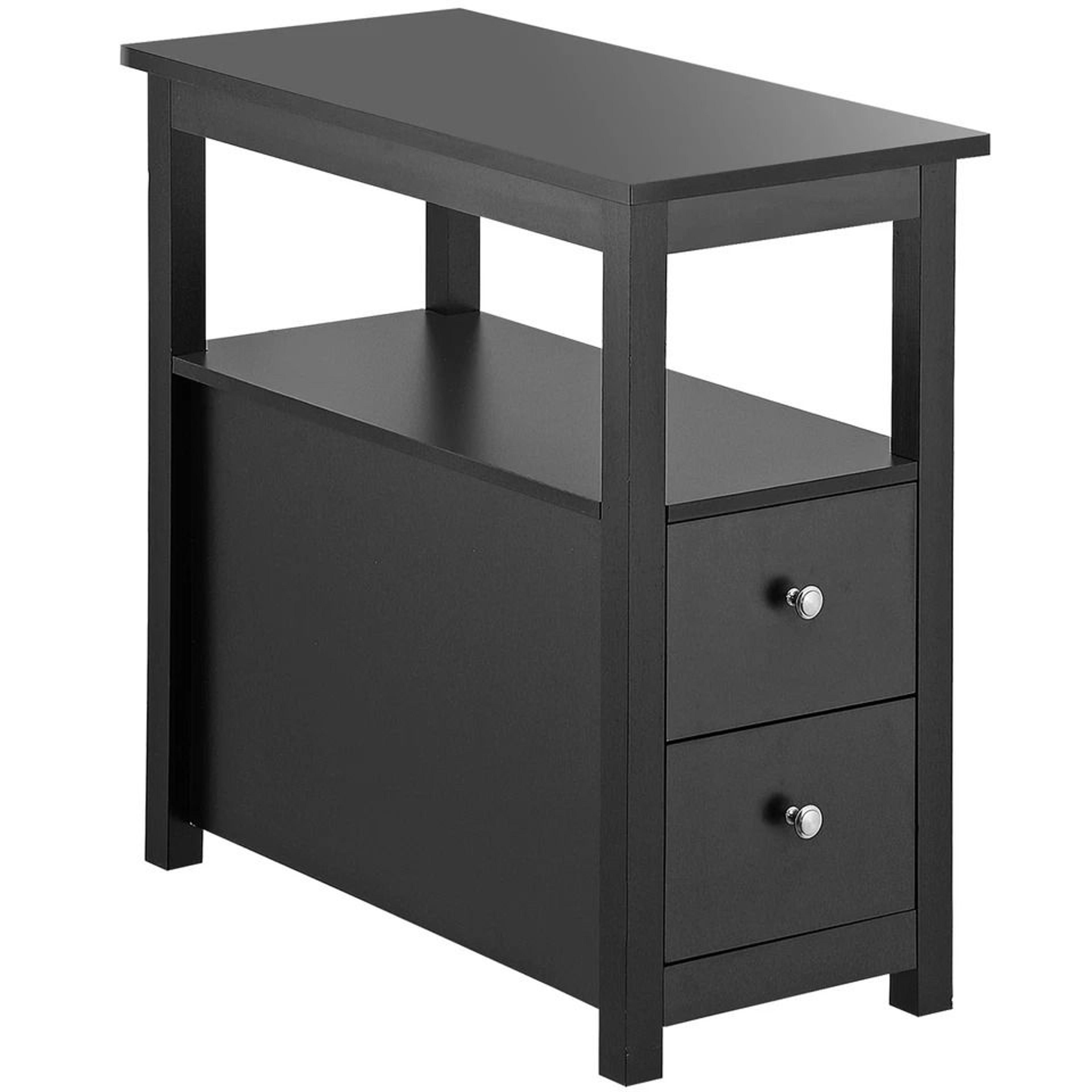 narrow sofa side table with drawer, end table for bedroom and living room, space-saving organizer