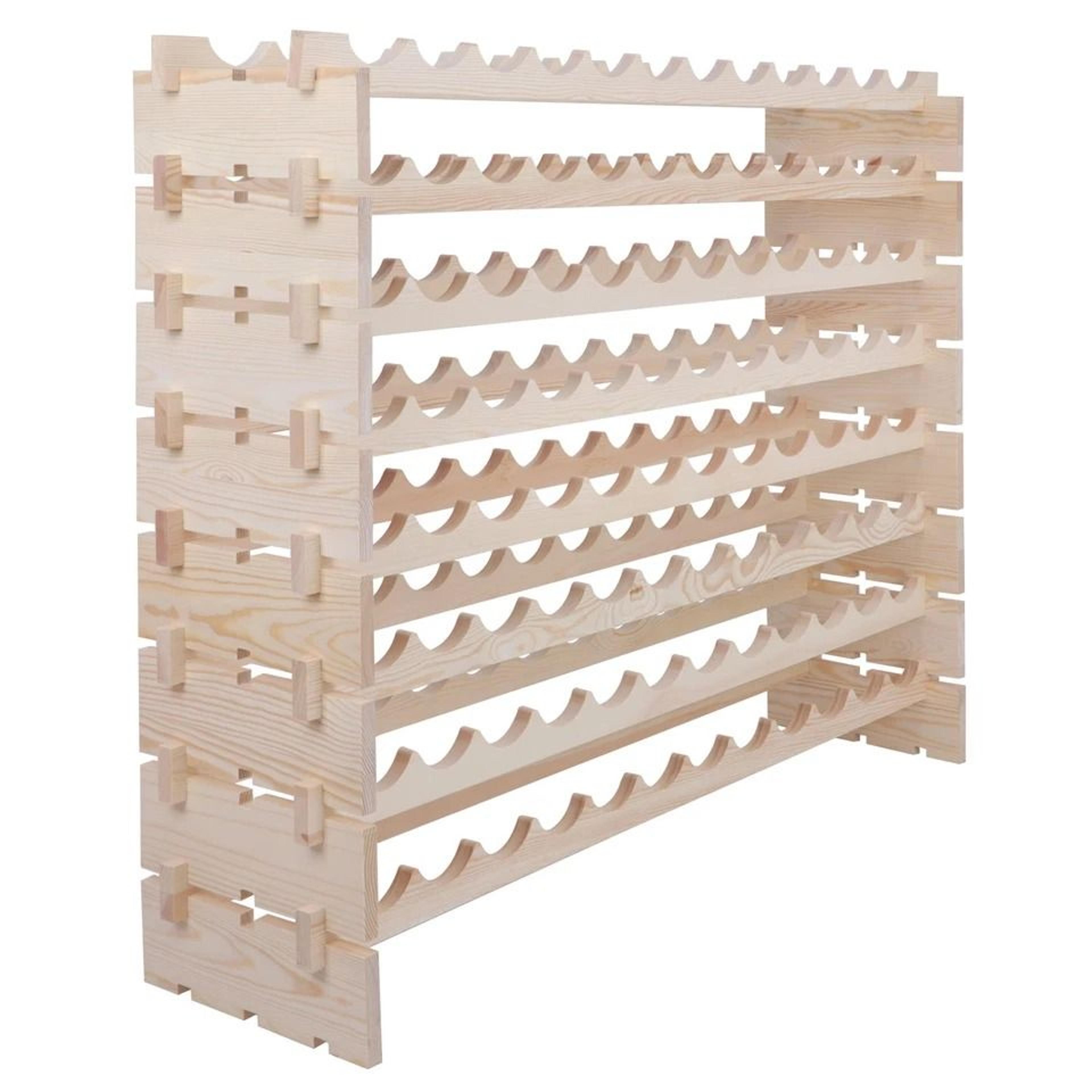 wood wine rack storage, sturdy display shelves, natural kitchen decor, stackable design for bottles