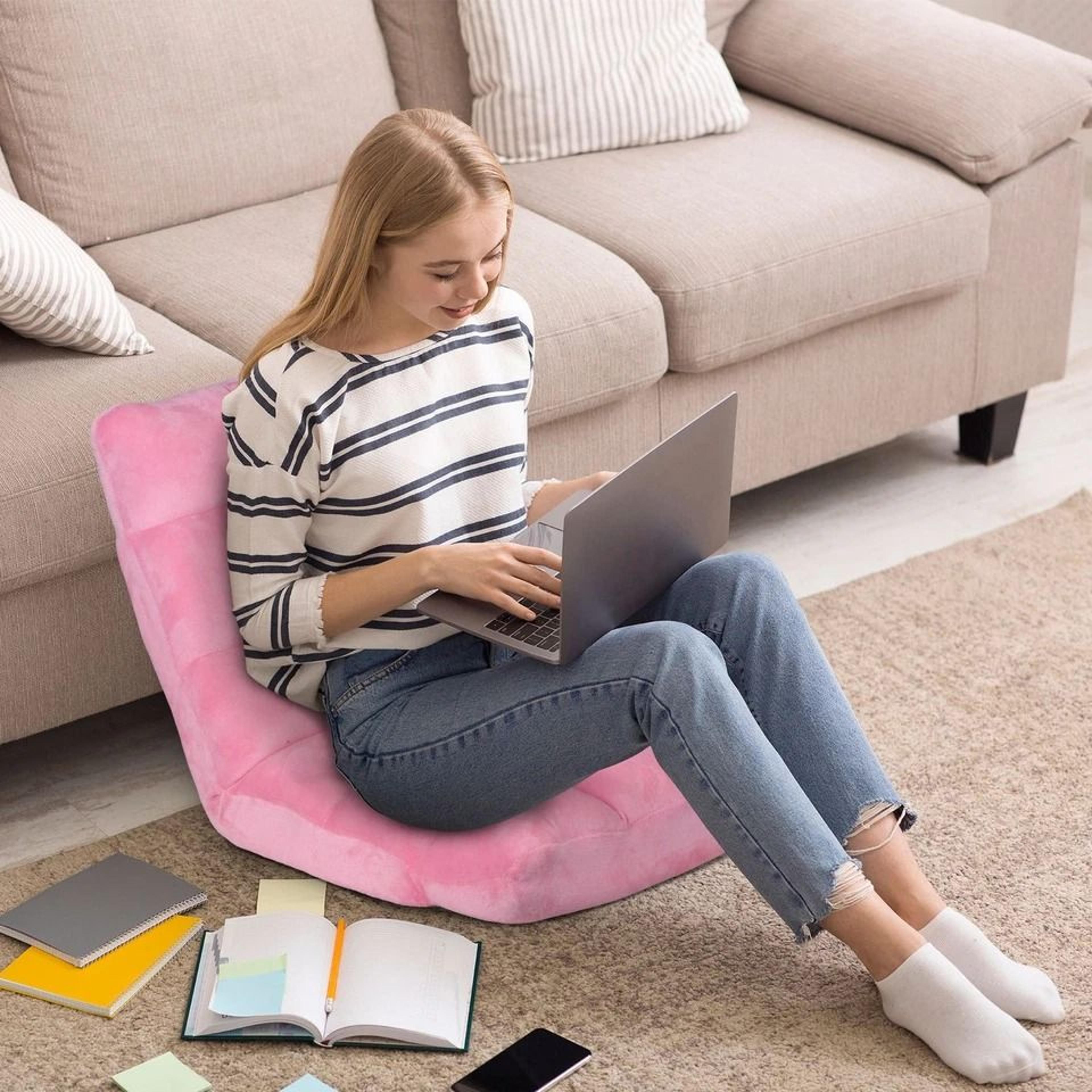 adjustable folding floor chair, sofa lounger bed, pink recliner lazy seat indoor
