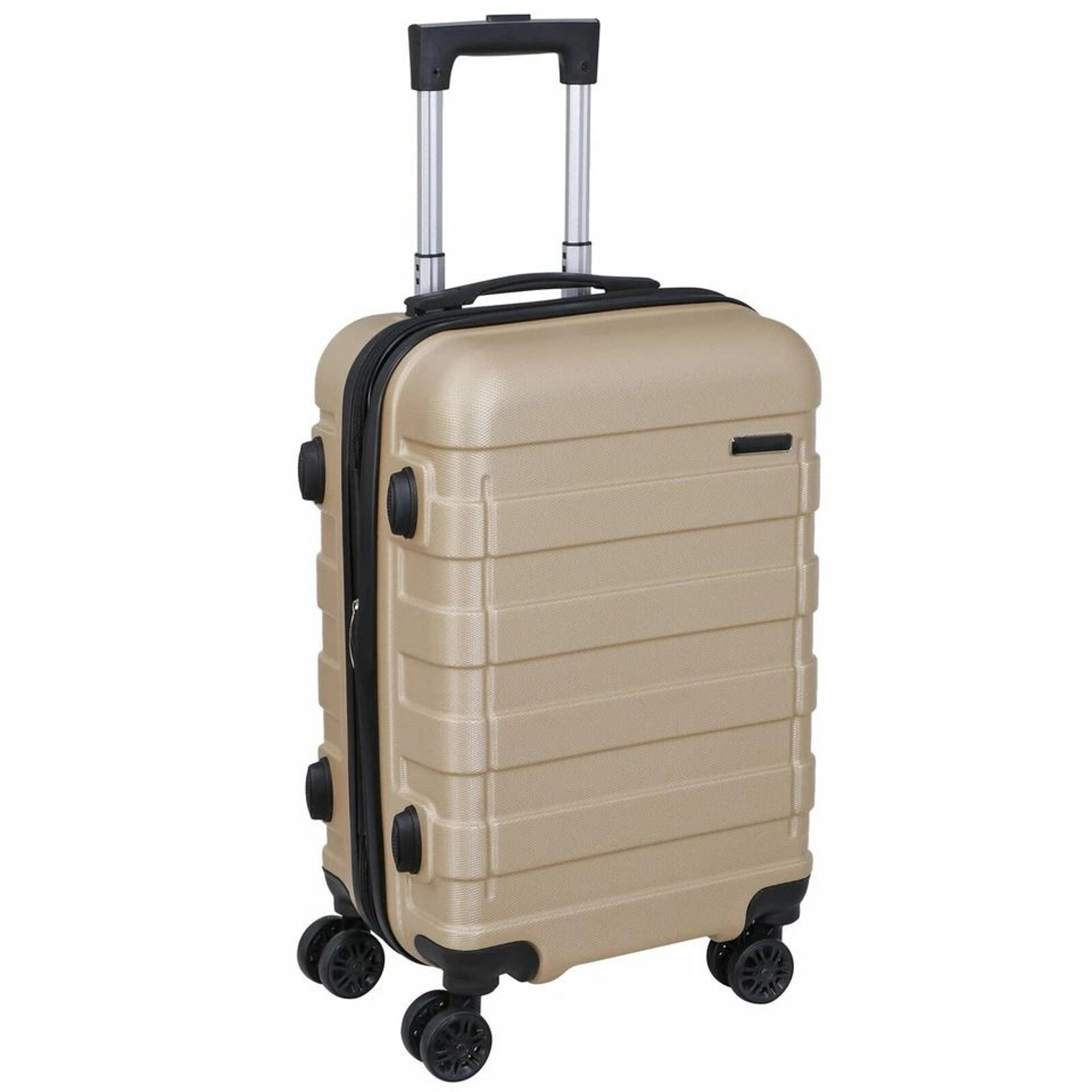 champagne carry on luggage, expandable with spinner wheels, durable abs