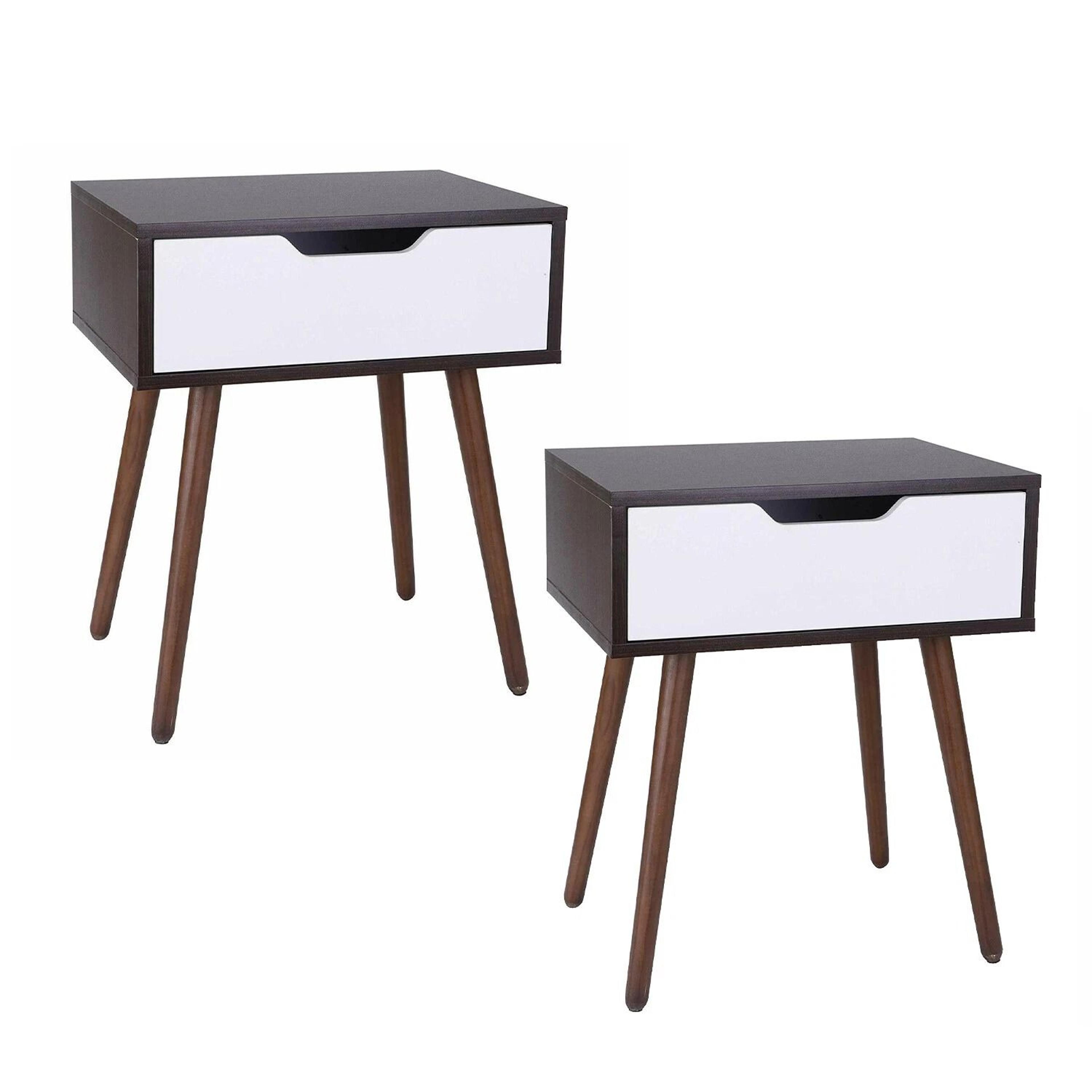 storage end table with drawer, compact sofa table for bedroom and living room organization
