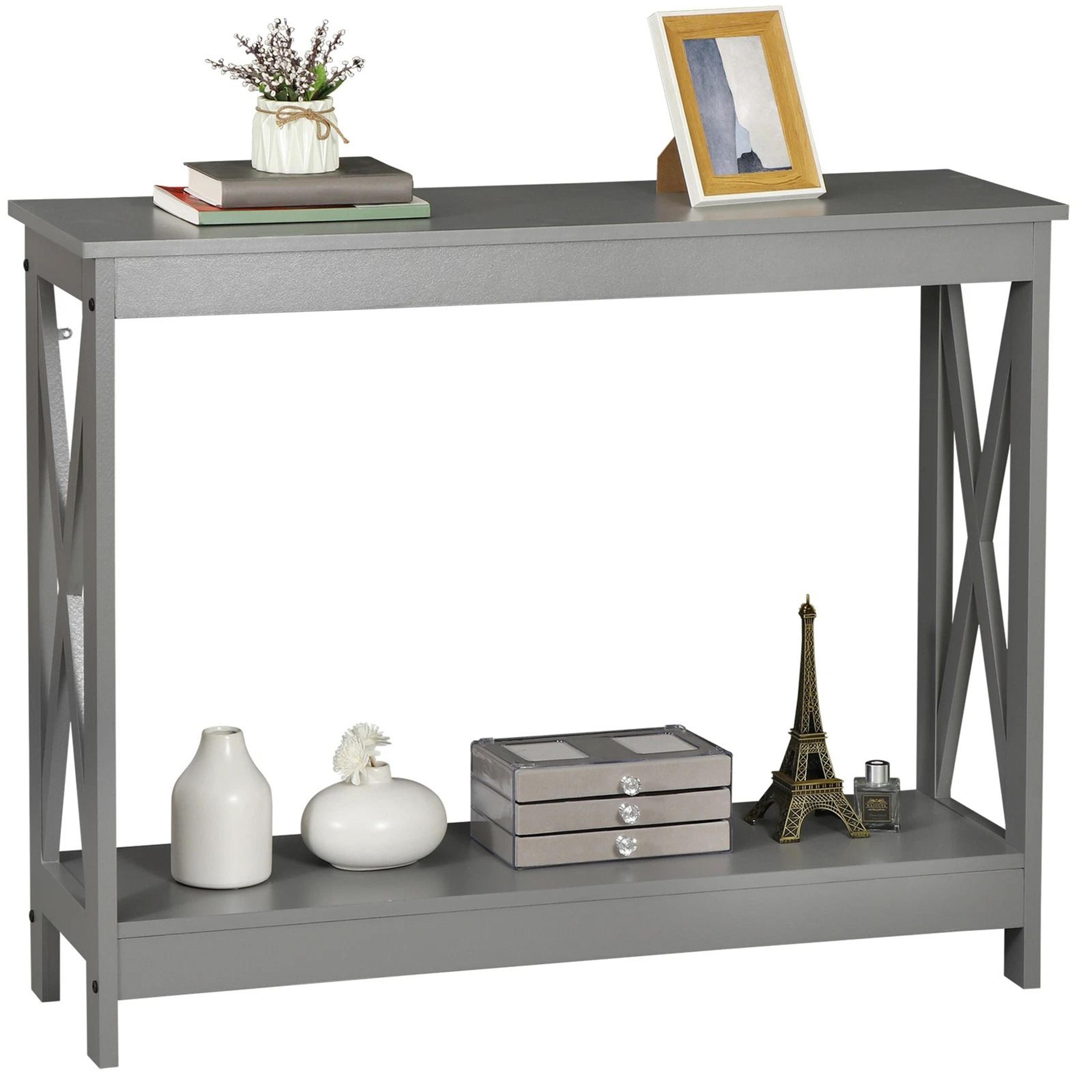 grey console table for home, entryway table modern, sofa table display, rustic decor, versatile accent table for living