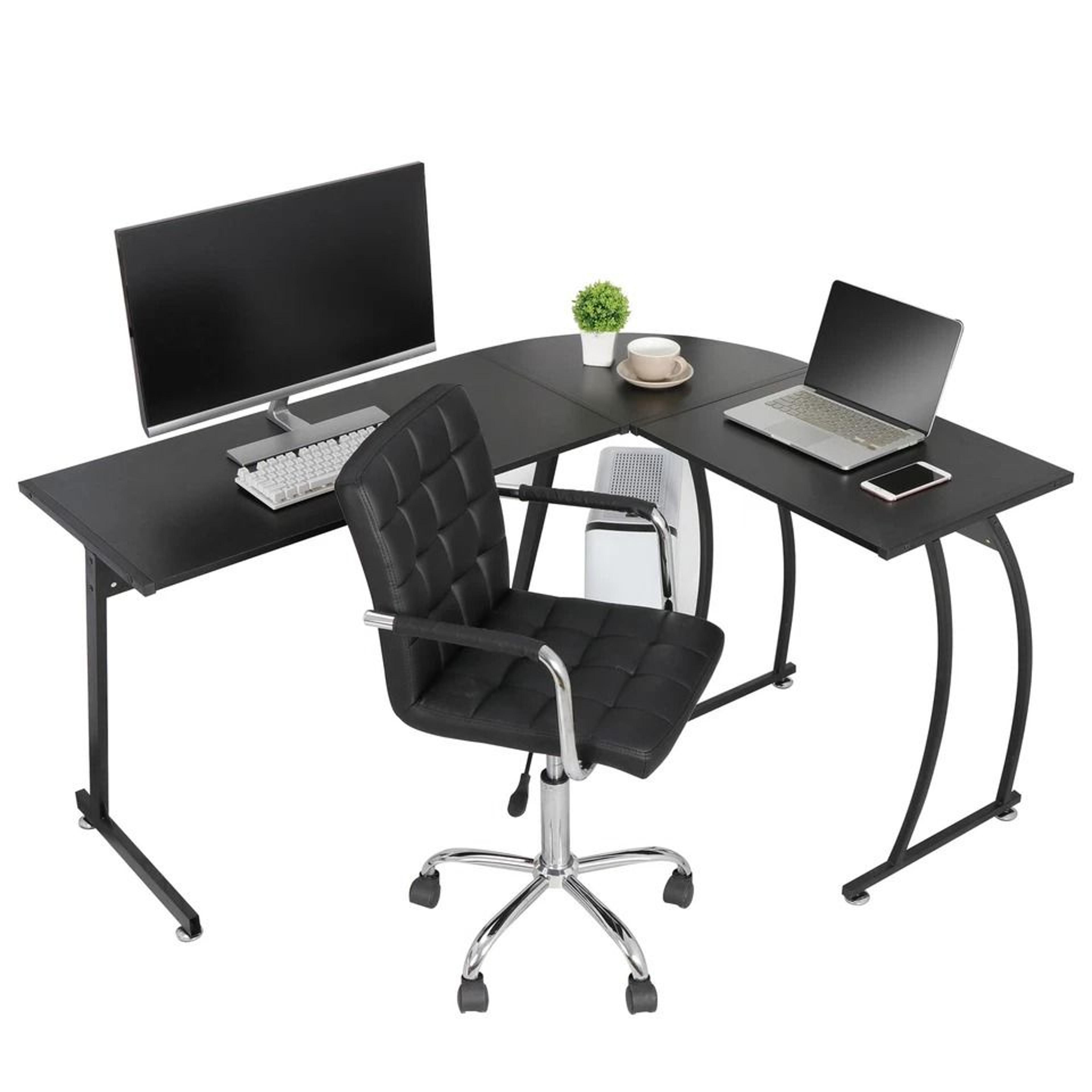 l-shaped corner desk, computer game office, durable laptop workstation, study desk for home office setup