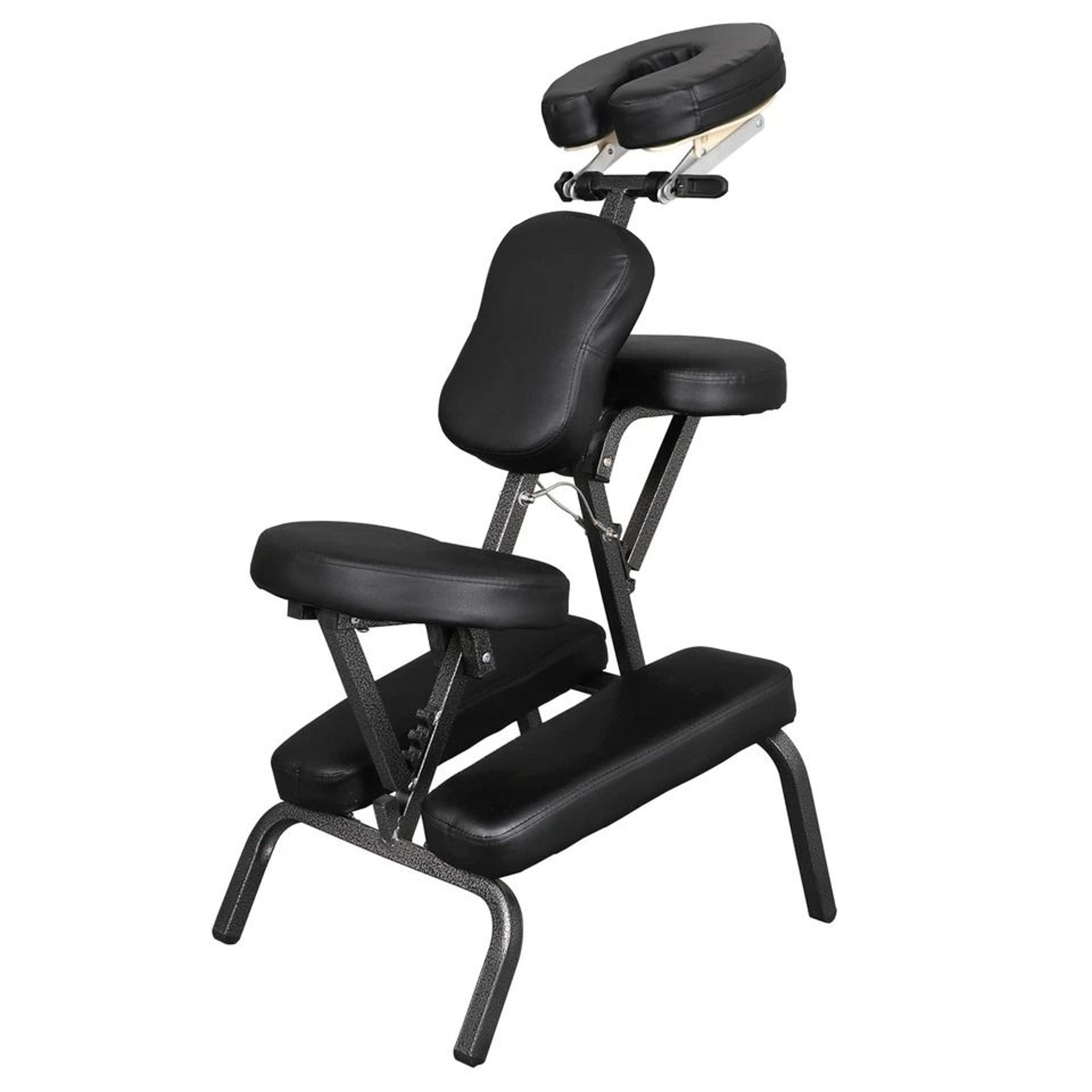 portable folding massage chair, pu leather travel pad, tattoo salon, black