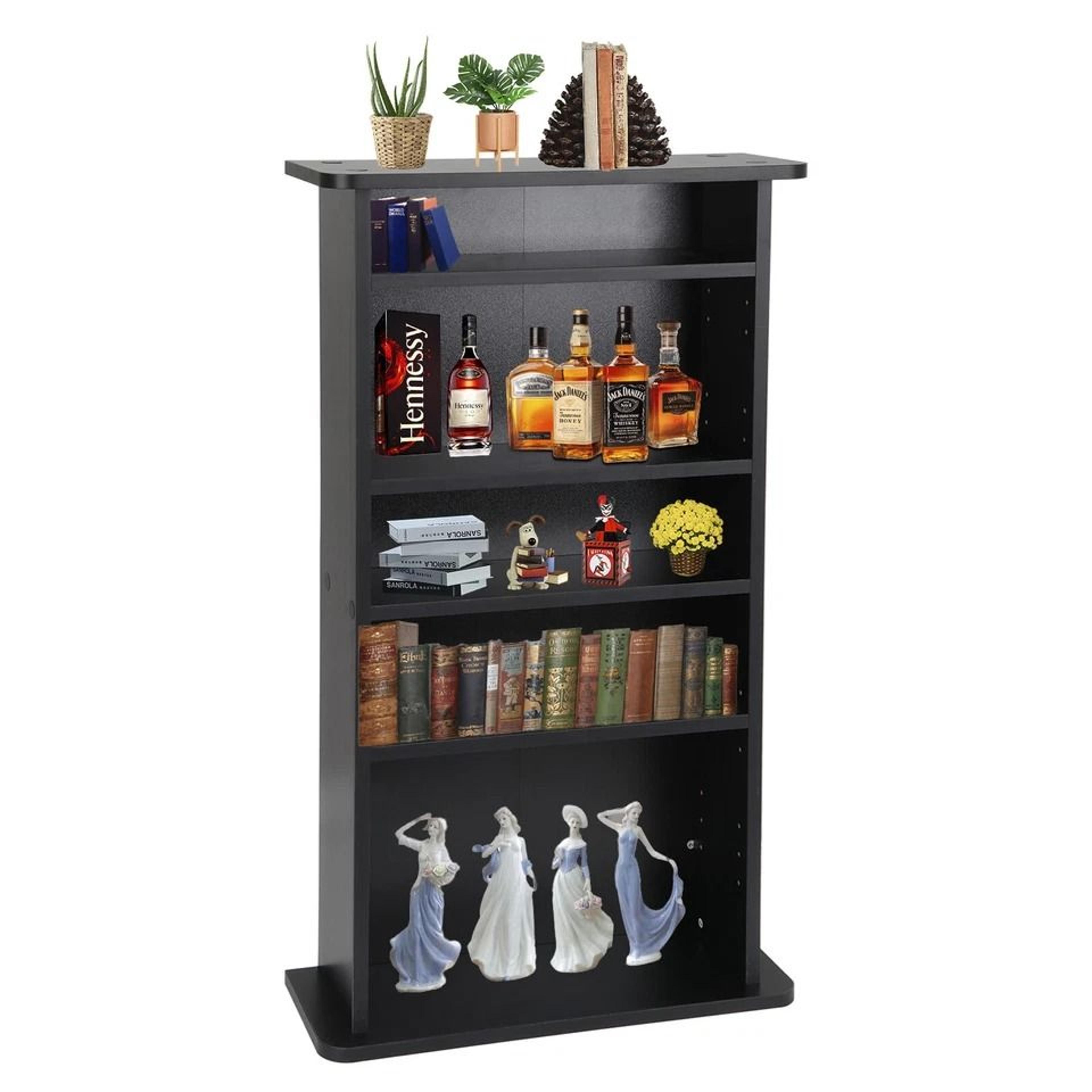 tier cd media storage cabinet, adjustable dvd book shelf with customizable display, spacious and durable