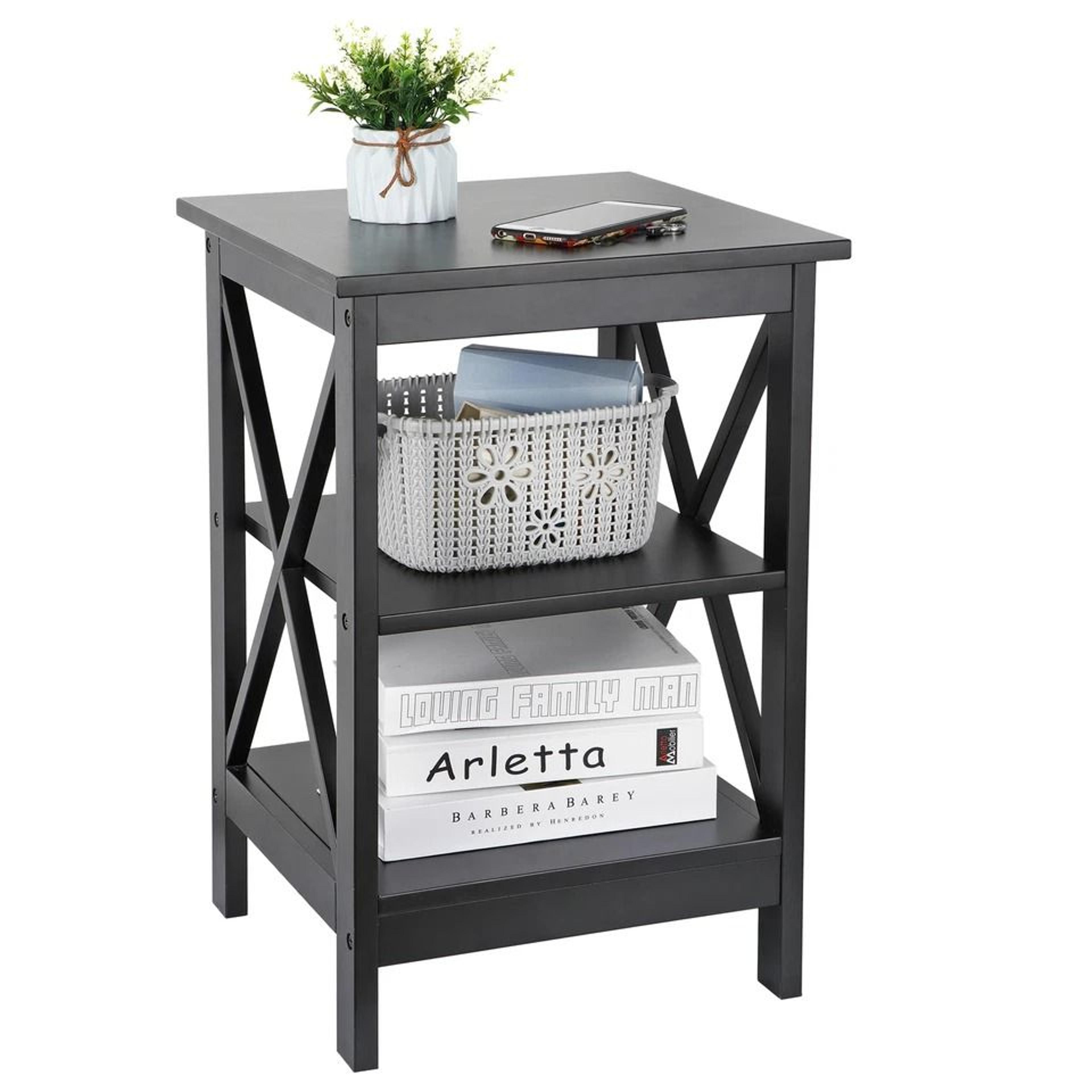 tier end table stand for sofa bed, space-saving, bedroom, living room storage, compact mdf side table for small spaces