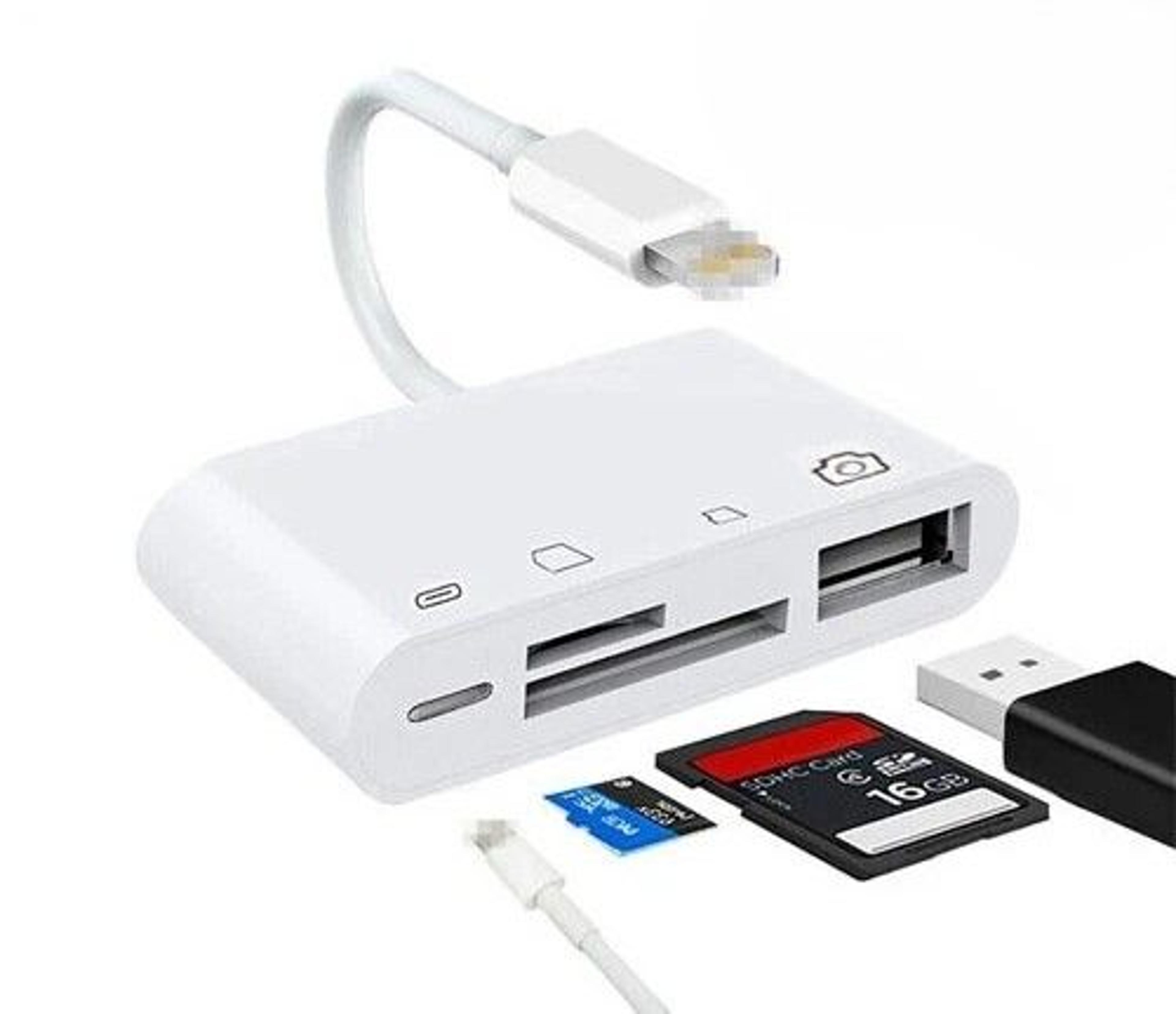 usb camera adapter for iphone/ipad/ipod, micro sd, sd card, usb to card reader for photos, videos, & keyboard input