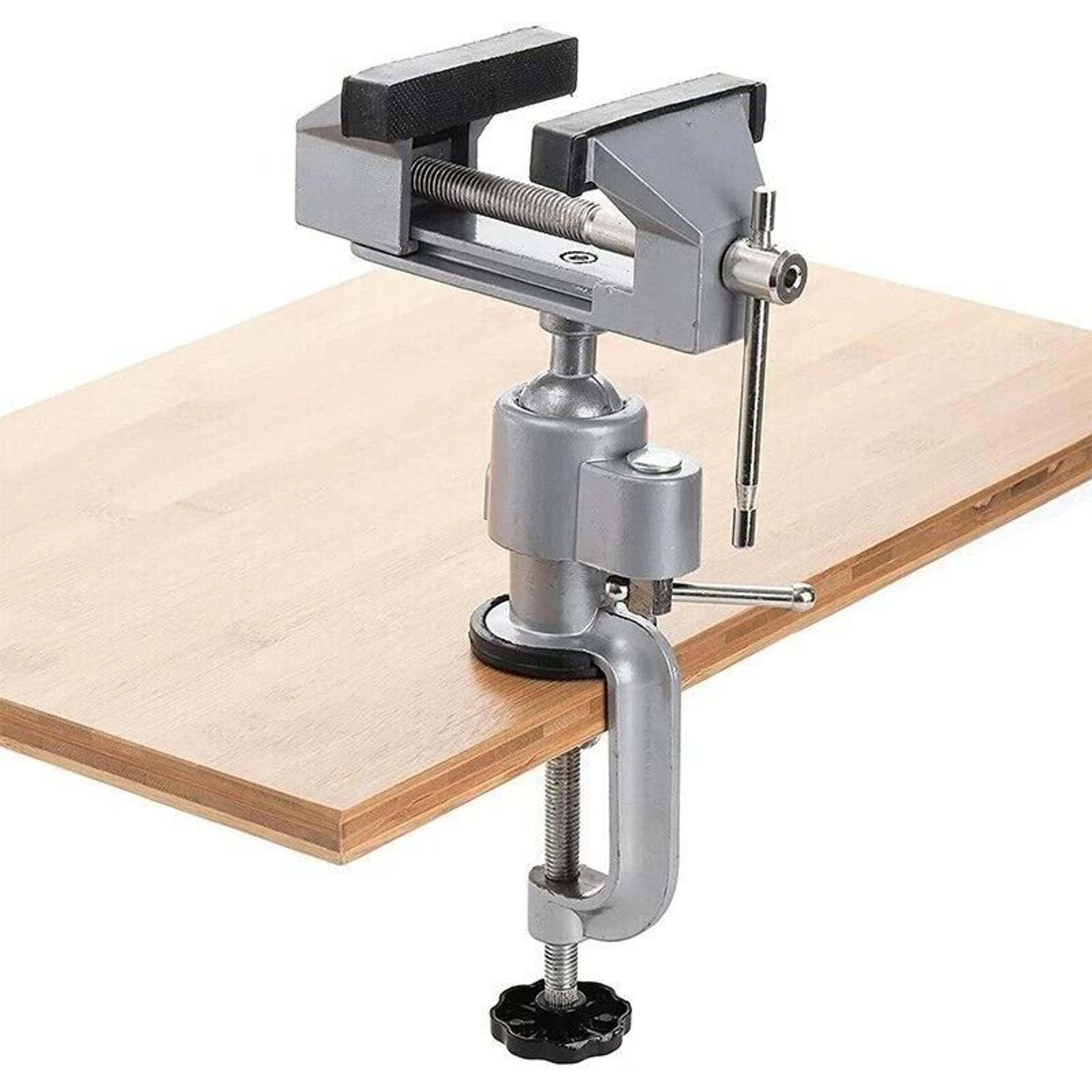 adjustable swivel table vise, rotates degrees for secure workholding